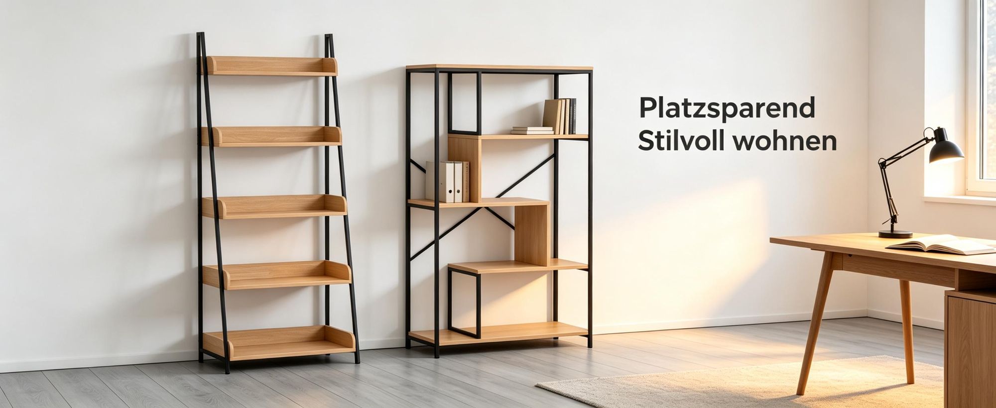 Holz-Buchregal, Bücherregal, Industrielles Büroregal mit Metallrahmen, offenes Aufbewahr ca. 52 x 47 x 146 cm - Holz & Schwarz