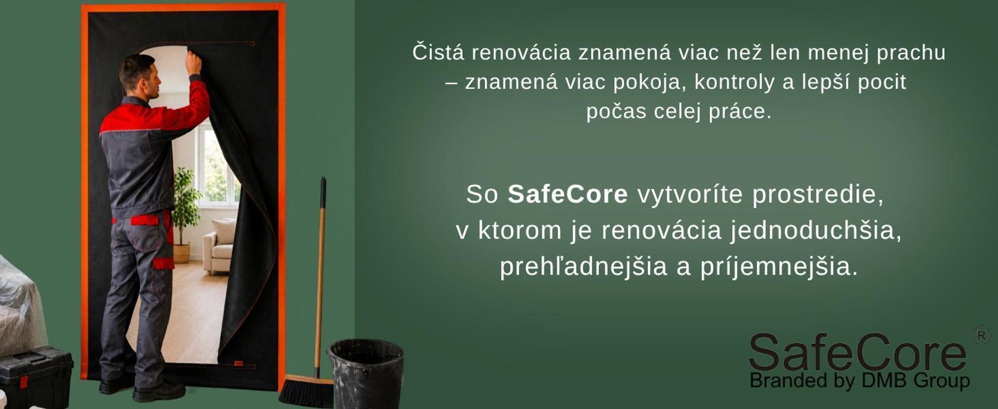 SafeCore Staubschutztür 2x 220x110 cm so Zipsom, Prémiová Netkaná Polypropylénová Textília, Opakovane Použiteľná Prachová Bariéra na Renováciu