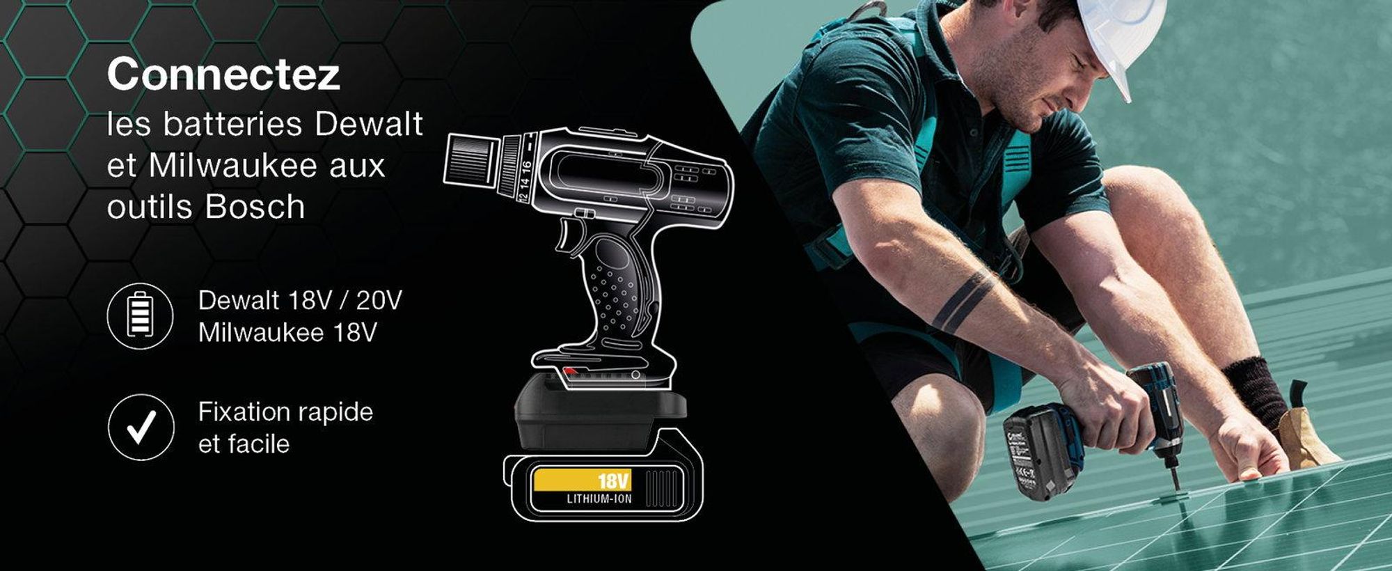 CELLONIC Adaptateur de batterie compatible avec DeWalt 18V-20V / Milwaukee 18V Convertisseur compatible avec Bosch 18V