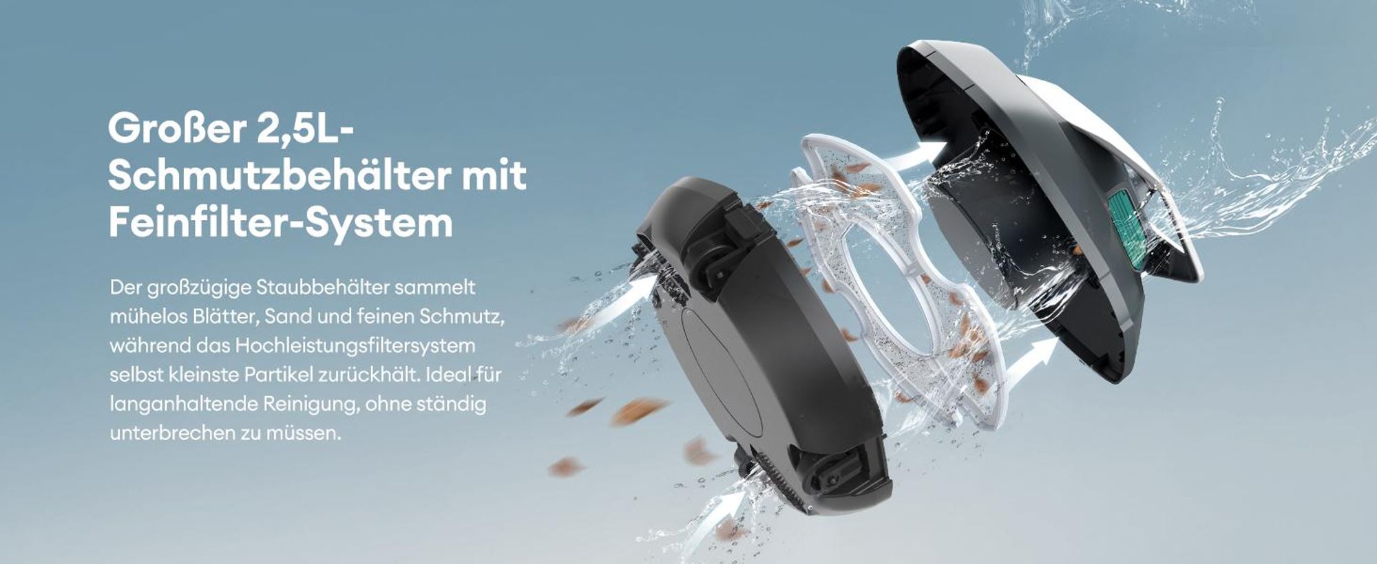 Ultenic Pooleco Poolroboter, 5200mAh, 90 Min, 3xBürstenlose Motoren，Automatische Reinigung,2.5L Behälter,Selbstparker, mit Fernbedienung und App