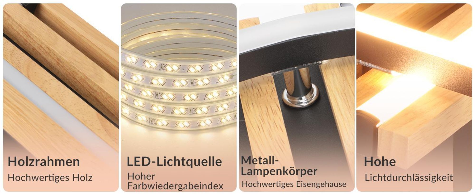 ZMH LED Deckenlamape 34W Holz Deckenleuchte Dimmbar 55CM Schlafzimmer Lampe 2 Ring wohnzimmerlampe Fernbedienung für Schlafzimmer Küche Esszimmer Rund