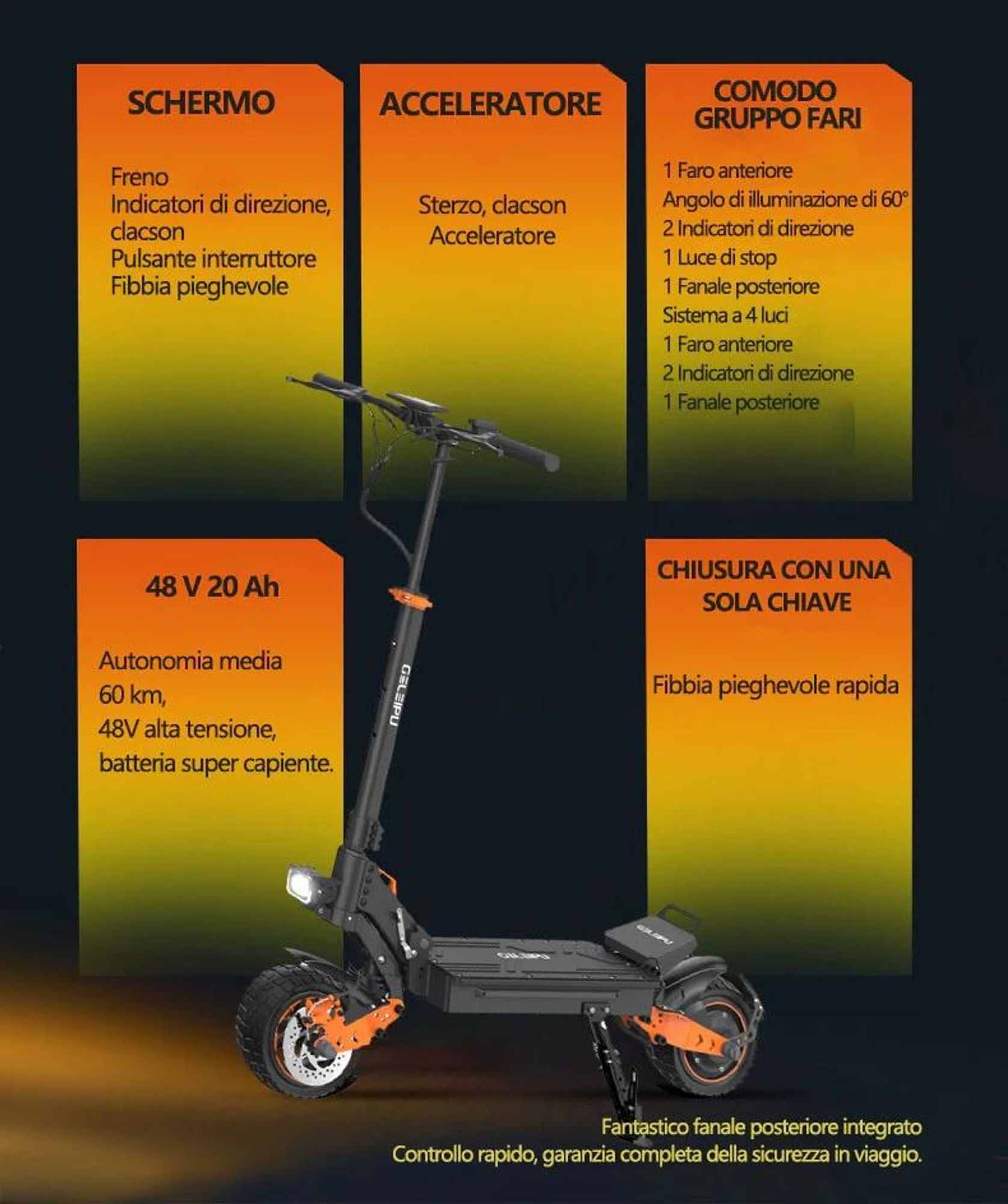 GELEIPU Z1 - Batteria 48V20AH Pneumatici Da 10" Freno A Disco - Nero