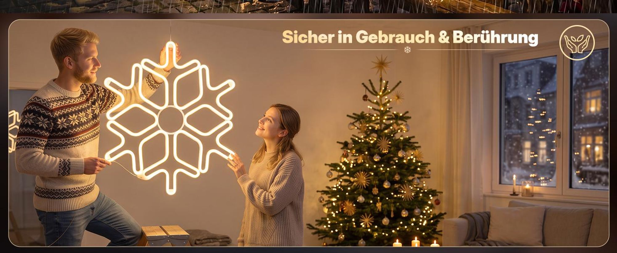 SALCAR 40cm Schneeflocken Deko Weihnachten, LED Schneeflocke Beleuchtet Fenster