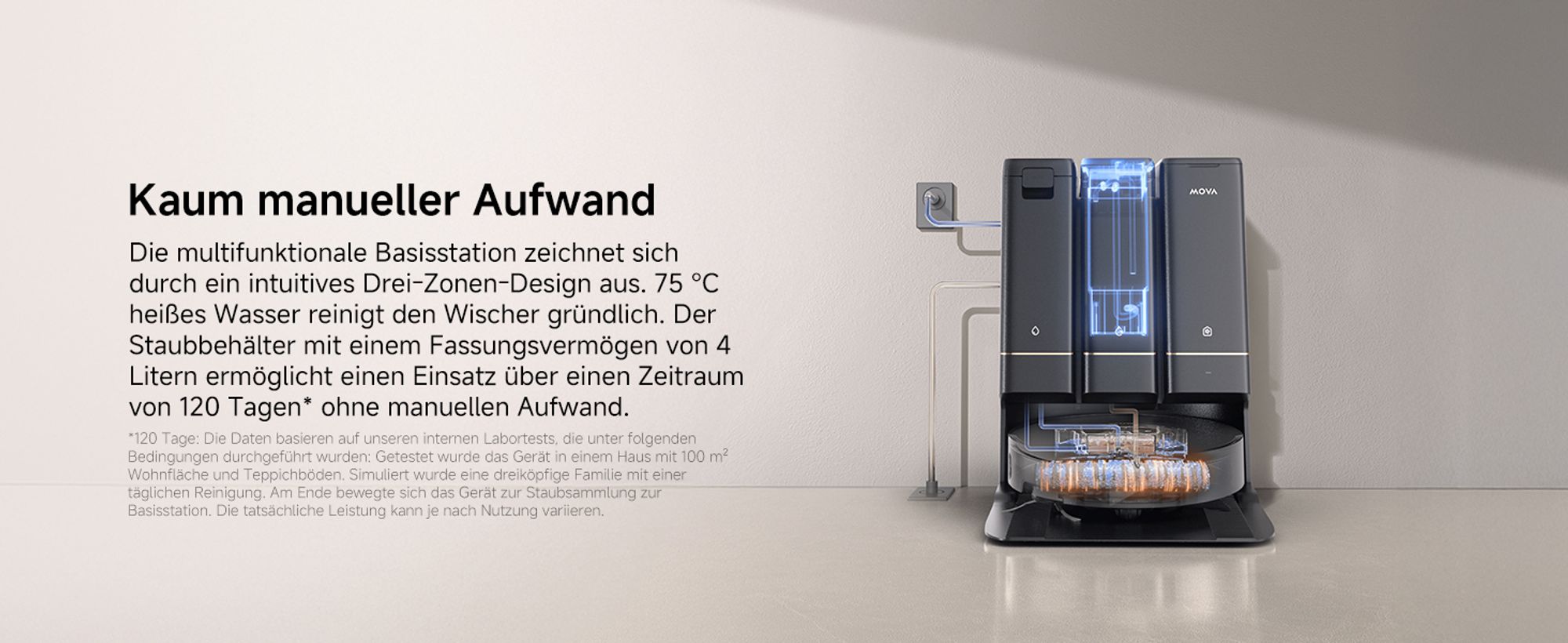 MOVA Z50 Ultra Saugroboter mit Wischfunktion, 19.000 Pa, HydroSync streifenfreies Wischen, 36 °C Selbstreinigung, Mehrfach-Schmutzerkennung, Schwarz