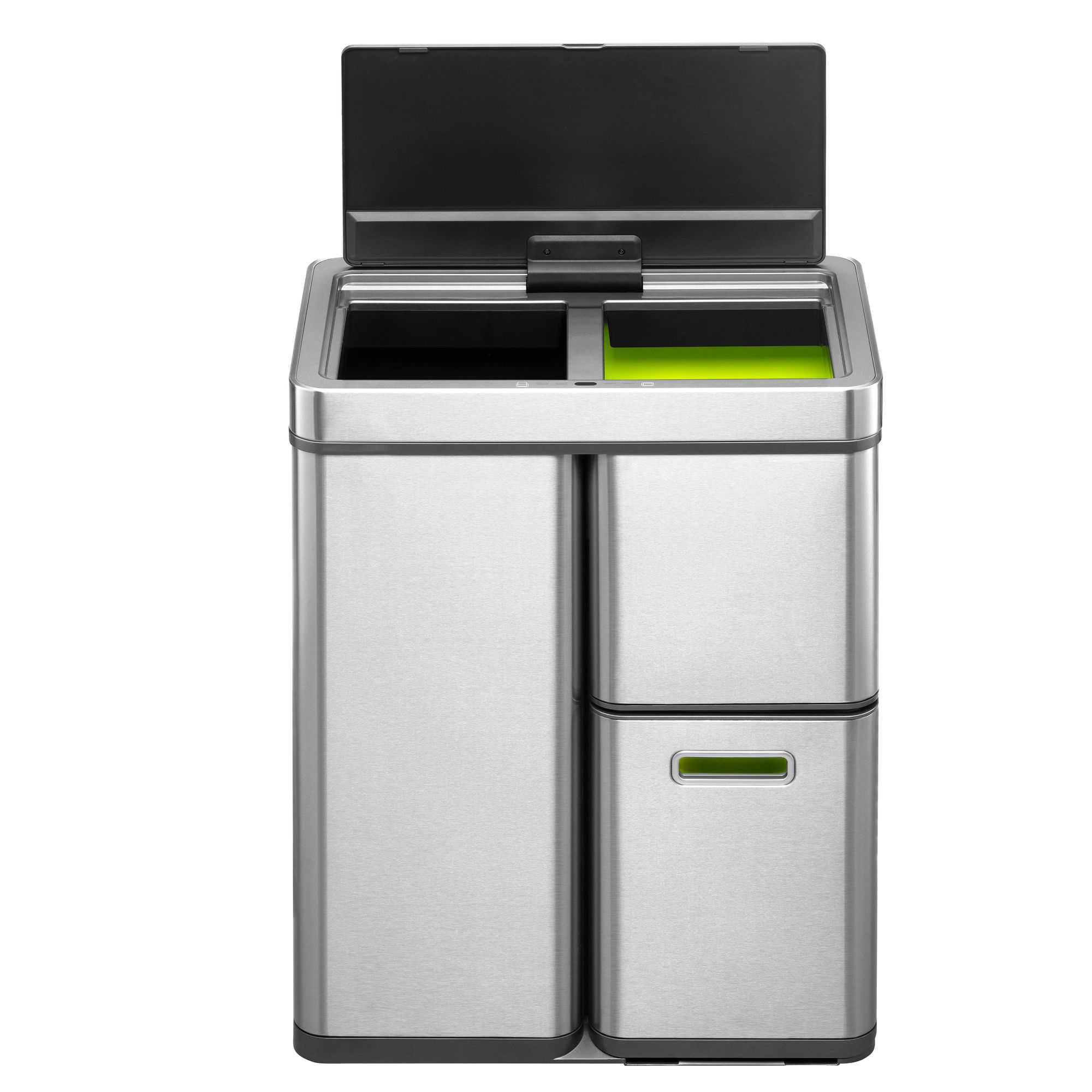 EKO - Cestino Mirage Plus Recycler Sensor 30+15+15 litri - Acciaio inox Plastica - Acciaio inox opaco