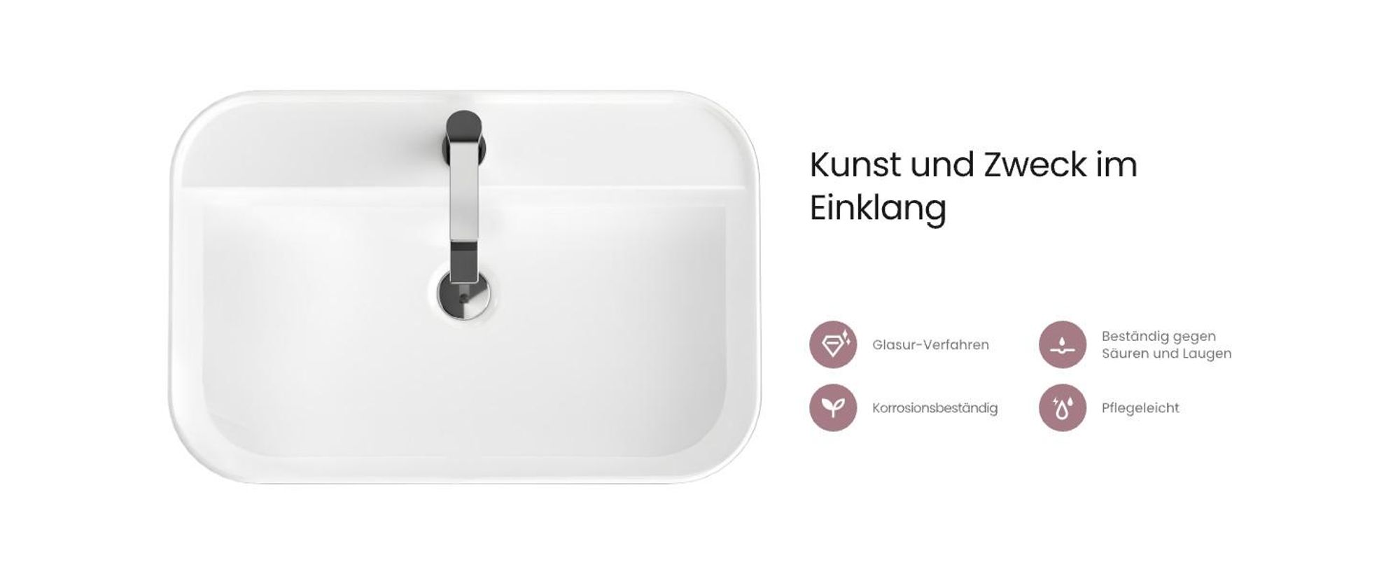 EMKE Aufsatzwaschbecken Keramik Waschbecken Hängewaschbecken Eckiger Waschtisch 700×110×400 mm Weiß Mit Hahnloch