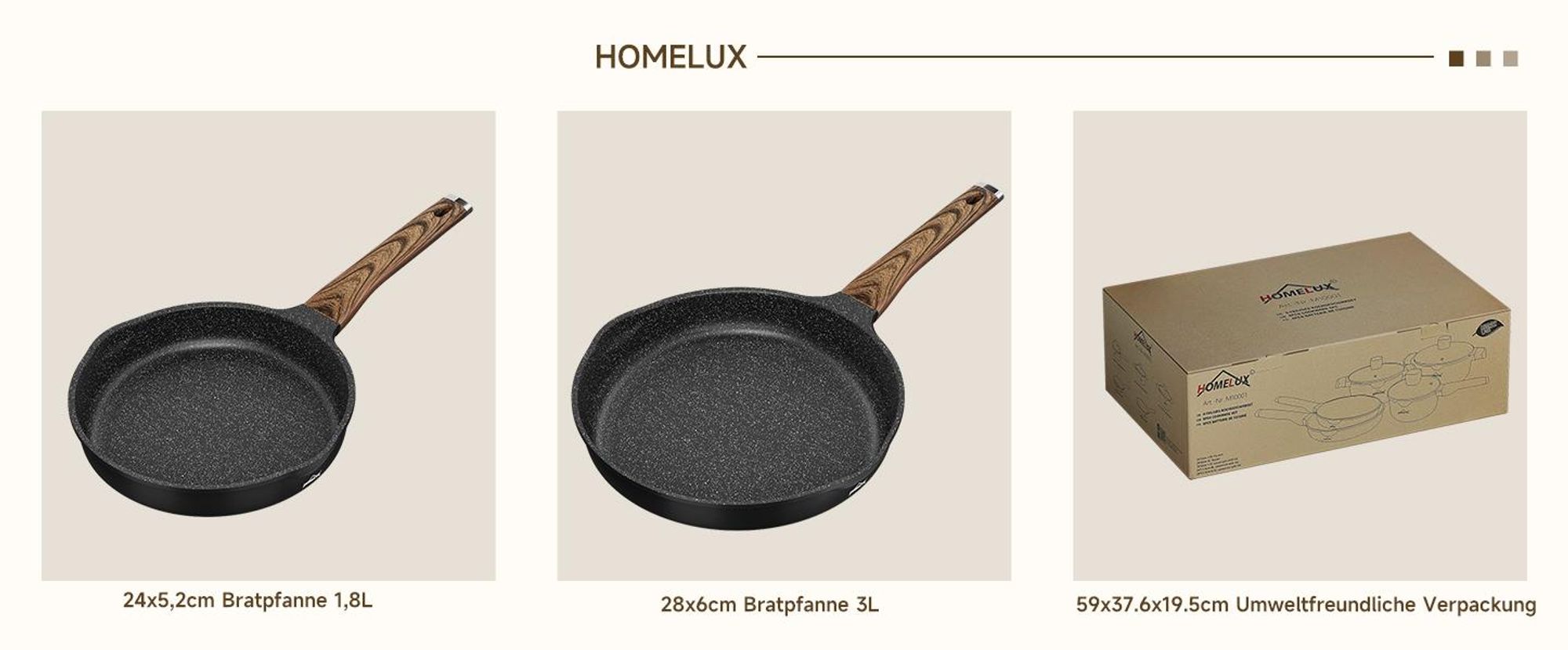 8-TLG Topfset Induktion mit Antihaftbeschichtung,Pfanne 24/28cm,Milchtopf 16cm,Kochtopf 24/28cm, für alle Herdarten,Holzmaserung
