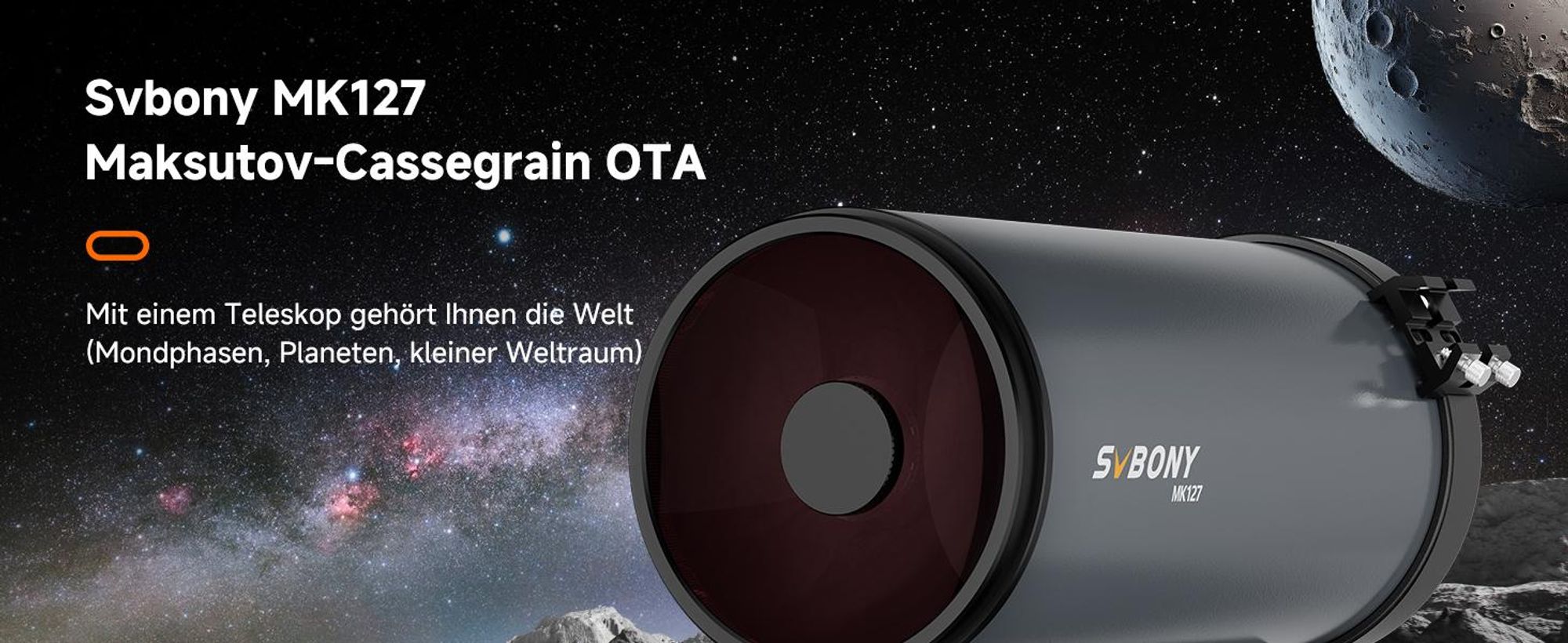 Svbony MK127 Astronomie Teleskop Set, mit SV188P Zenitspiegel dielektrischem Spiegel, 20mm Okular, SV182 6x30Sucherfernrohr Rechtwinkligem Winkel