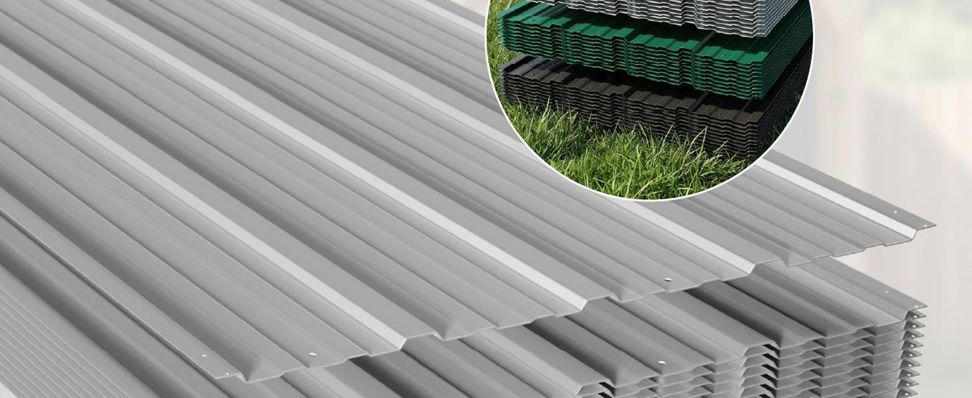 JUSKYS® Profilblech - Grau 12er Set, verzinkter Stahl, 129x45 cm, wetterfest
