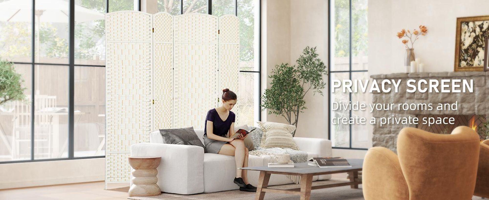 HOMCOM Parawan 4-częściowy 180 x 180 cm Parawan składany Biały