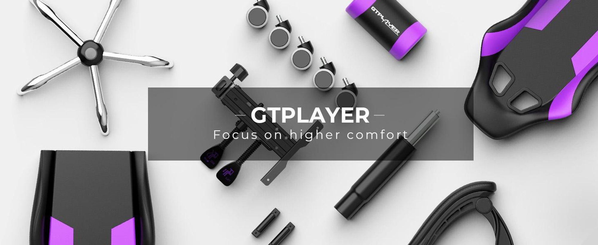 GTPLAYER herná stolička, písacia stolička, ergonomická kancelárska stolička s masážnou funkciou a opierkou nôh, tyčové zábradlie fialová
