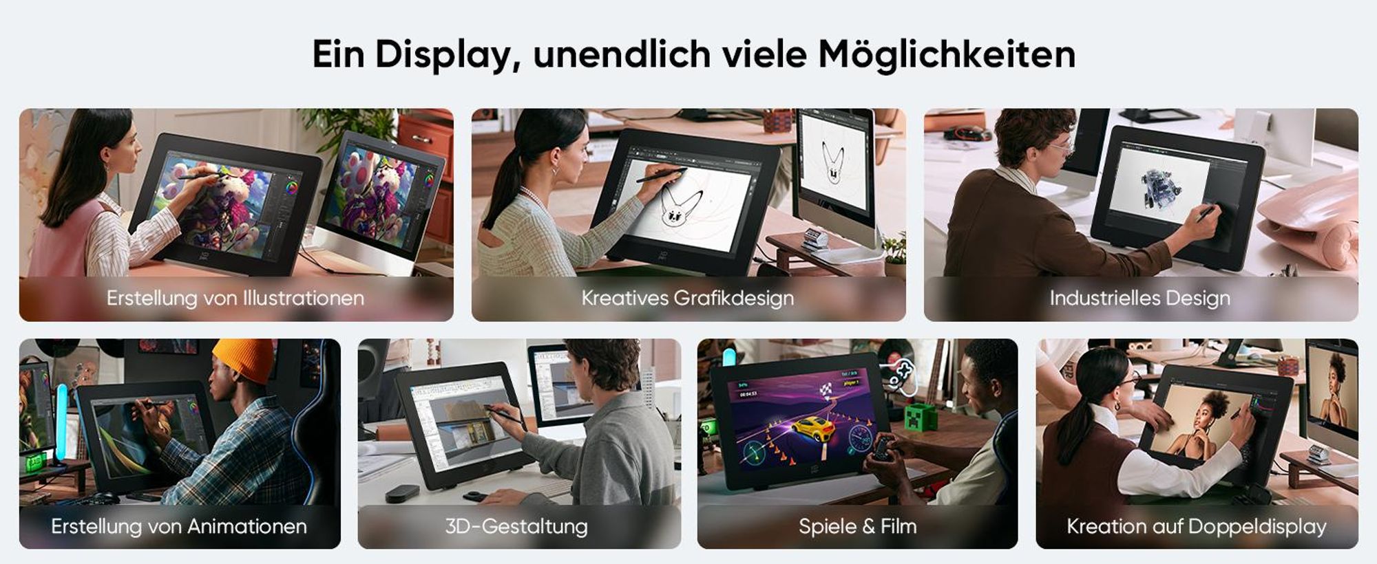 XPPen Artist 24 Pro (Gen 2) 4K, Kabelgebunden, 5080 lpi, 526 x 296 mm, USB/Bluetooth, 1 cm, Stift