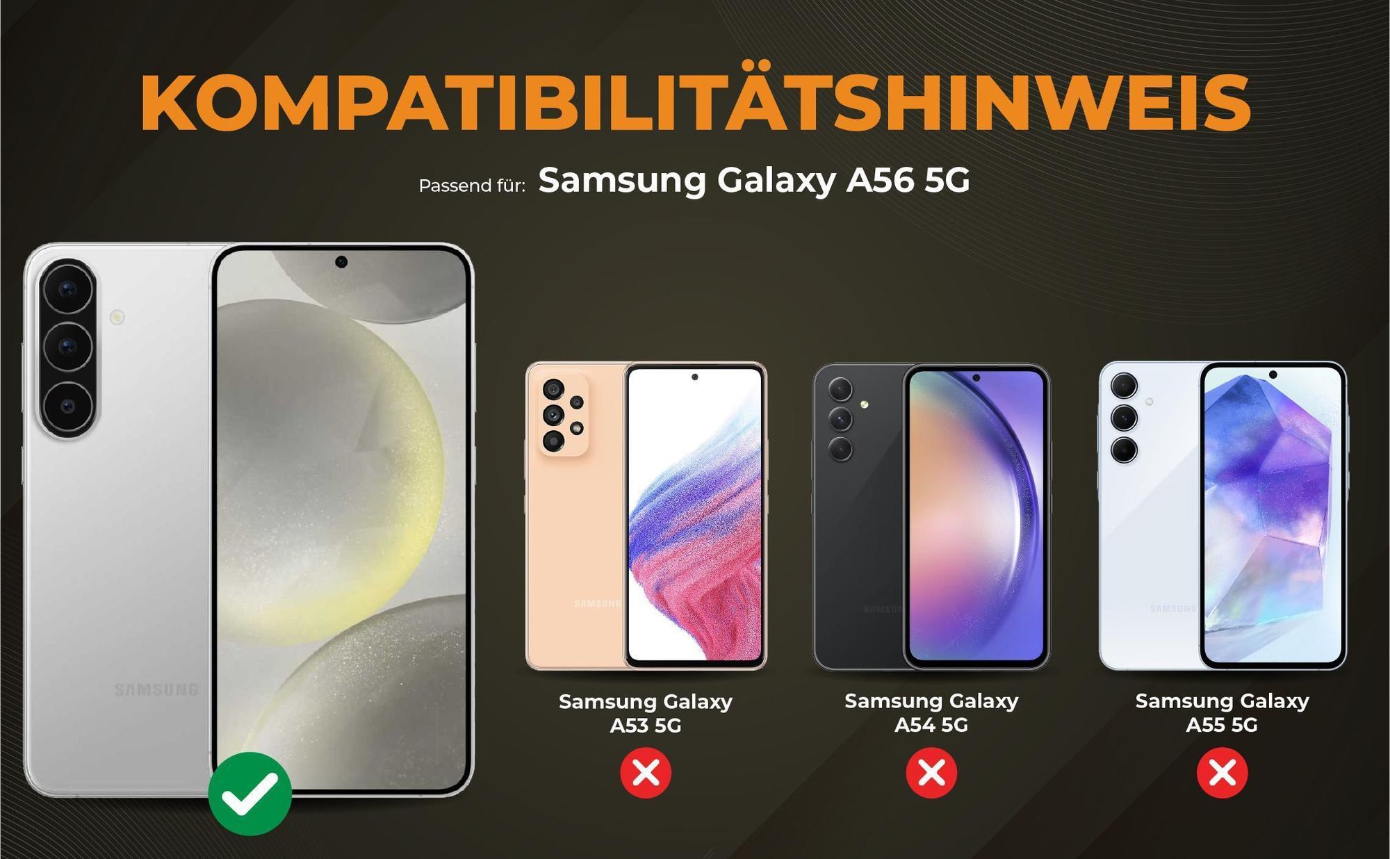 Kompatibilitätshinweise Hülle für Samsung Galaxy A56 5G