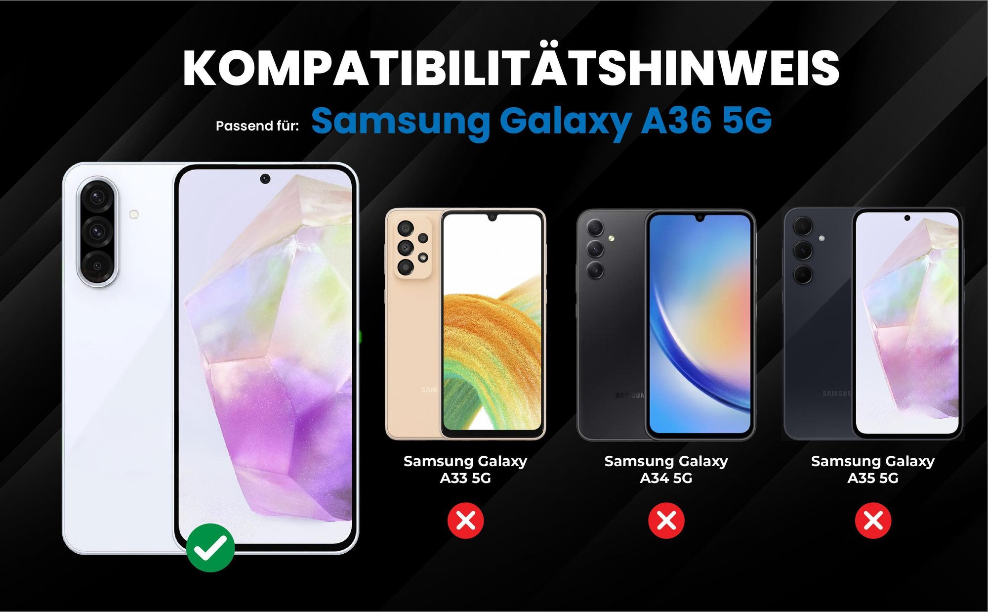 Kompatibilitätshinweise Hülle für Samsung Galaxy A36 5G