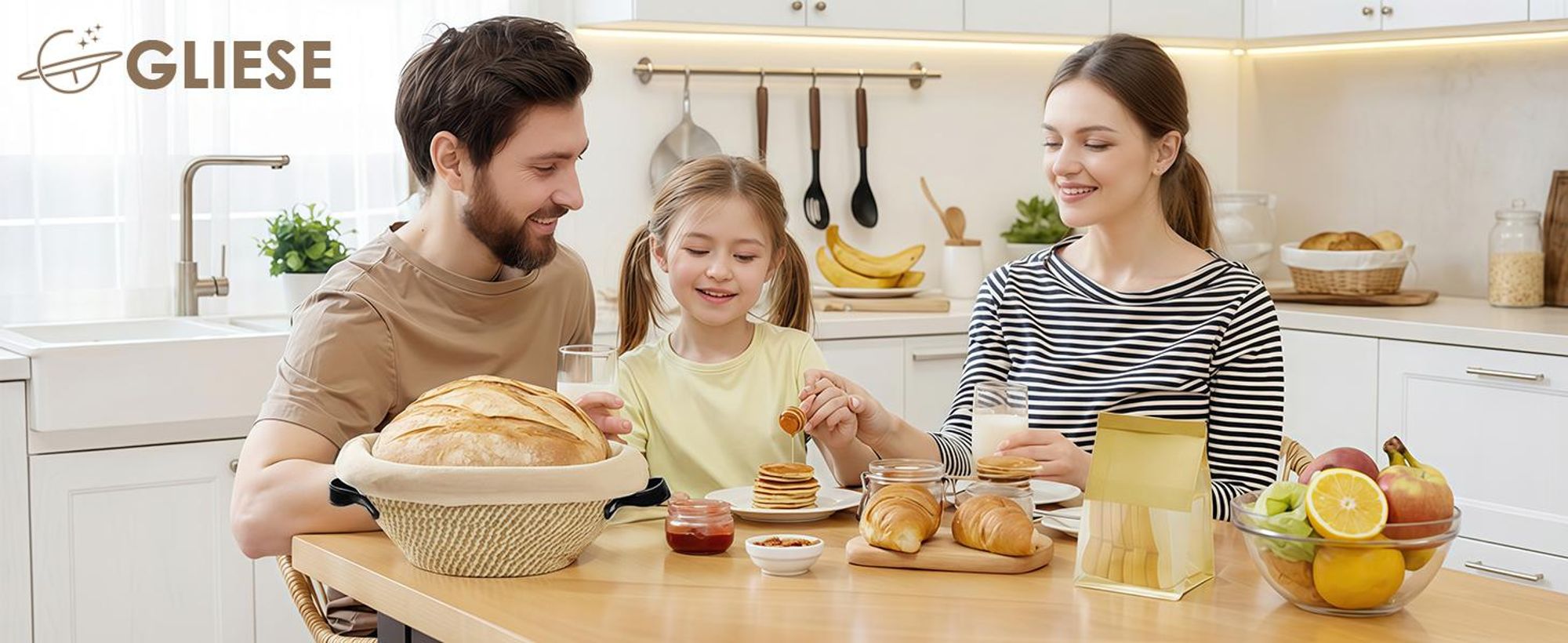 Gliese 10-teilig Gärkorb Brot Set, 23 cm Gärkorb rund und Komplettset Backzubehör, Gärkörbchen für Brot brot backen Einsteigerset für Anfänger