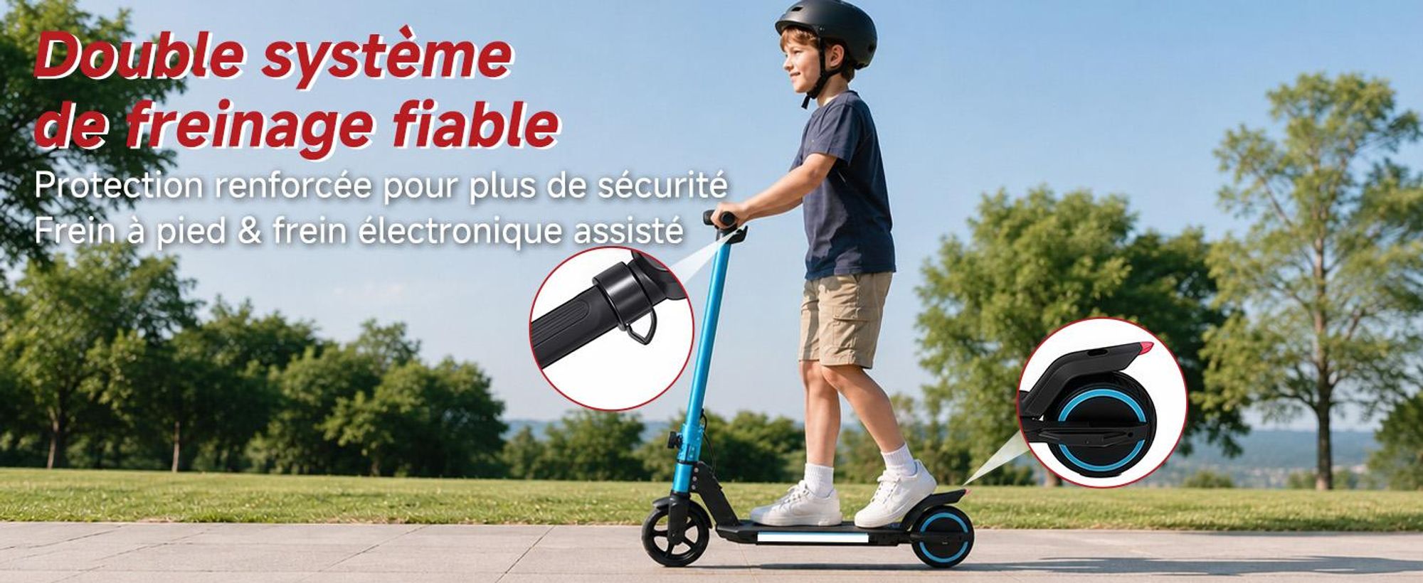 Trottinette électrique enfant 150W, E-Scooter enfant 16 km/h avec écran LED, lumières RGB, phare avant, double frein, pliable, pneus pleins 6,3 pouces