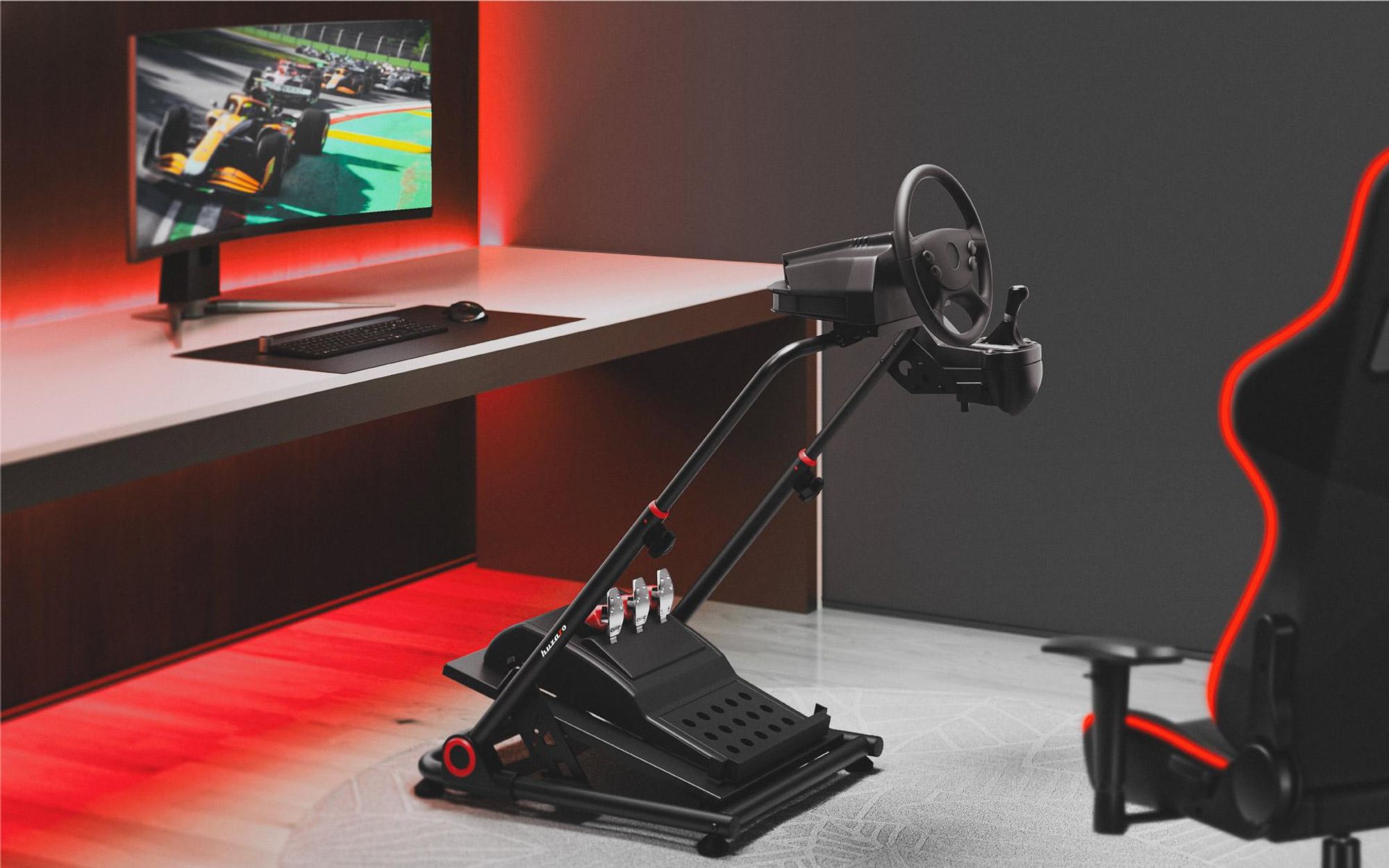 Huzaro Speed 3.0 | Racing Lenkradständer Gaming Lenkrad Fahrsimulator Rennsport Compatible Wheel Steering Stand | für Logitech Fanatec Thrustmaster