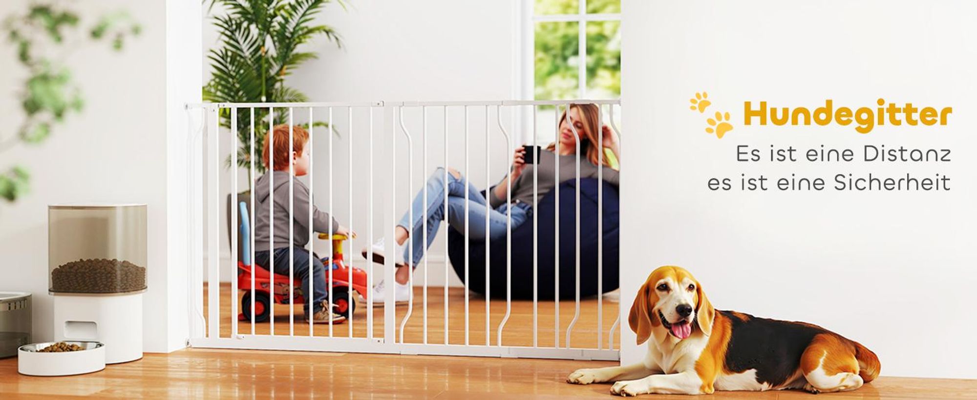 Hunde Türschutzgitter Treppenschutzgitter, 75-145 cm Hunde Türgitter Weiß
