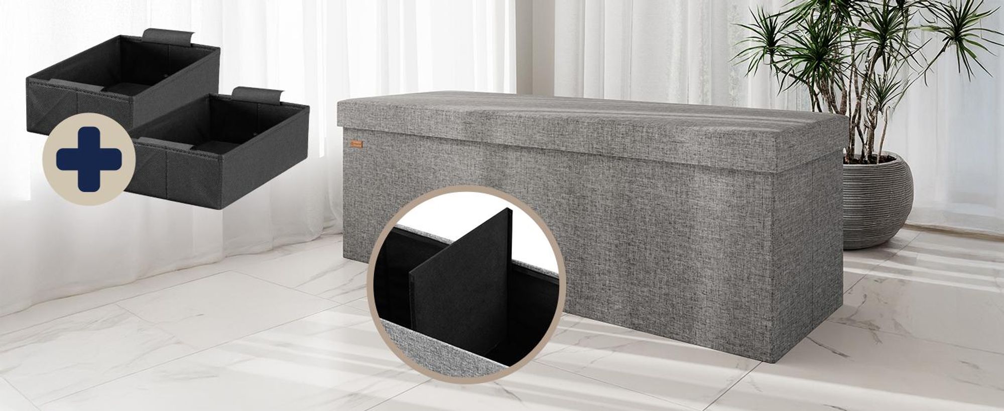 CASARIA® Sitzbank mit Stauraum Faltbar Weiß 115x40x40cm Gepolstert Deckel Kunstleder Schlafzimmer Wohnzimmer Flur Sitztruhe Truhenbank Polsterbank