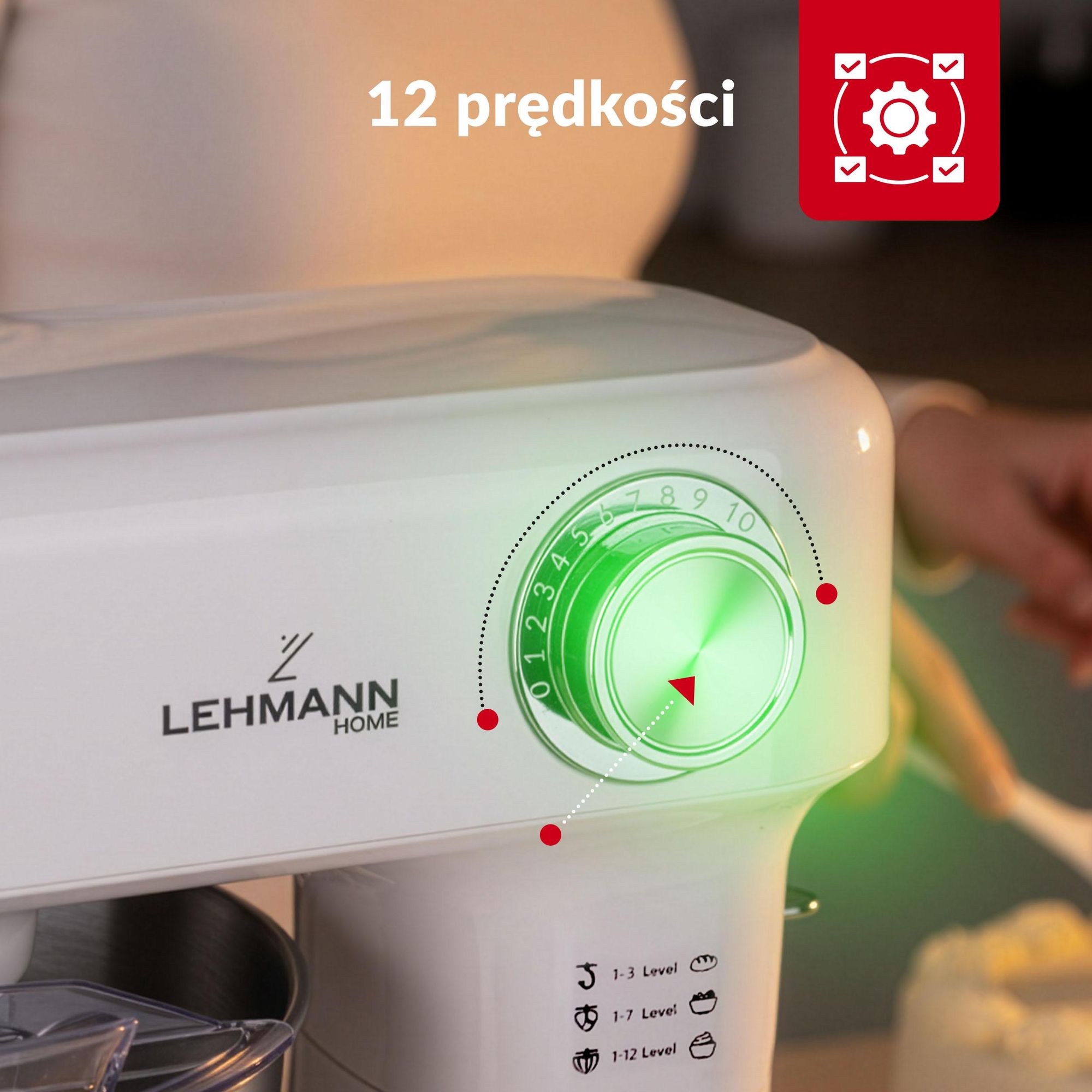Robot Planetarny LEHMANN CELESTO LHOPM-1505-E Beżowy 1500W, Mikser Kuchenny 5L z 3 Końcówkami, Zabezpieczenie Przed Przegrzaniem, Płynna Regulacja