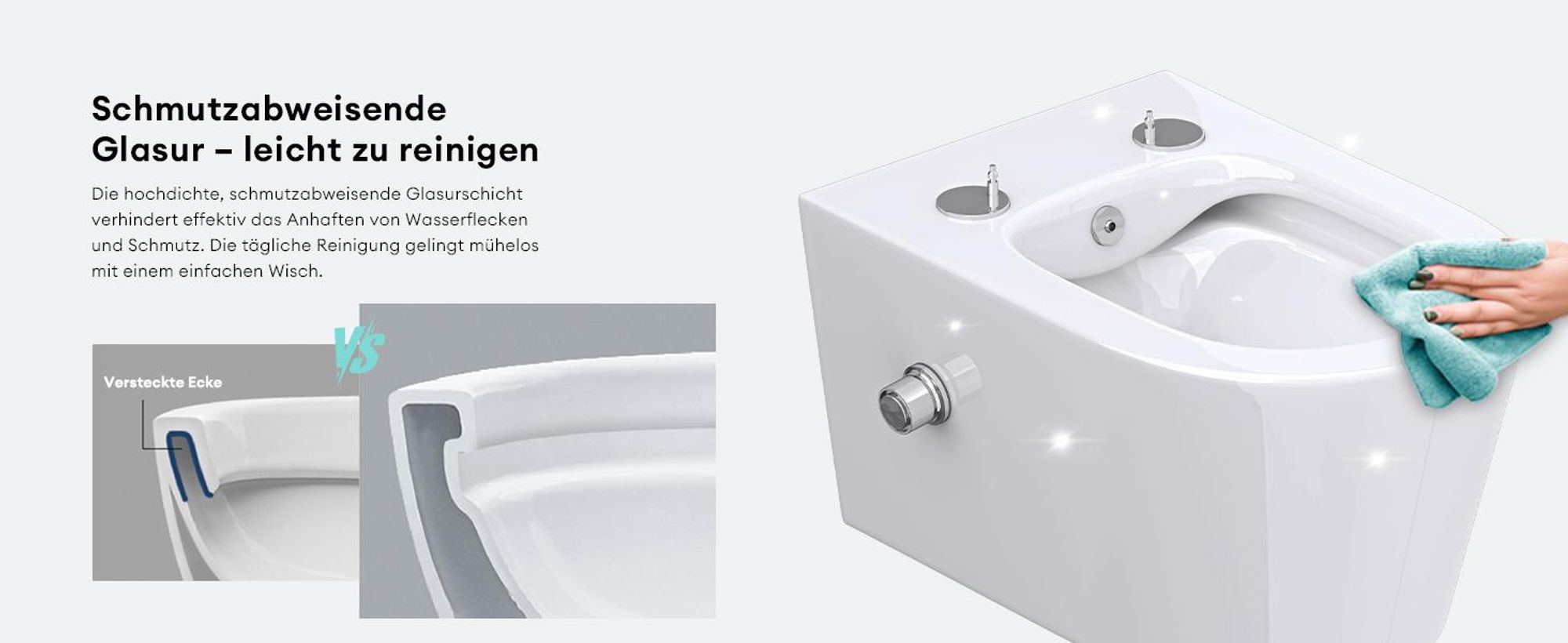 Mai & Mai Hänge WC Toilette Wand-WC Spülrandlos Weiß aus Keramik Wandmontage mit Absenkautomatik Aachen601