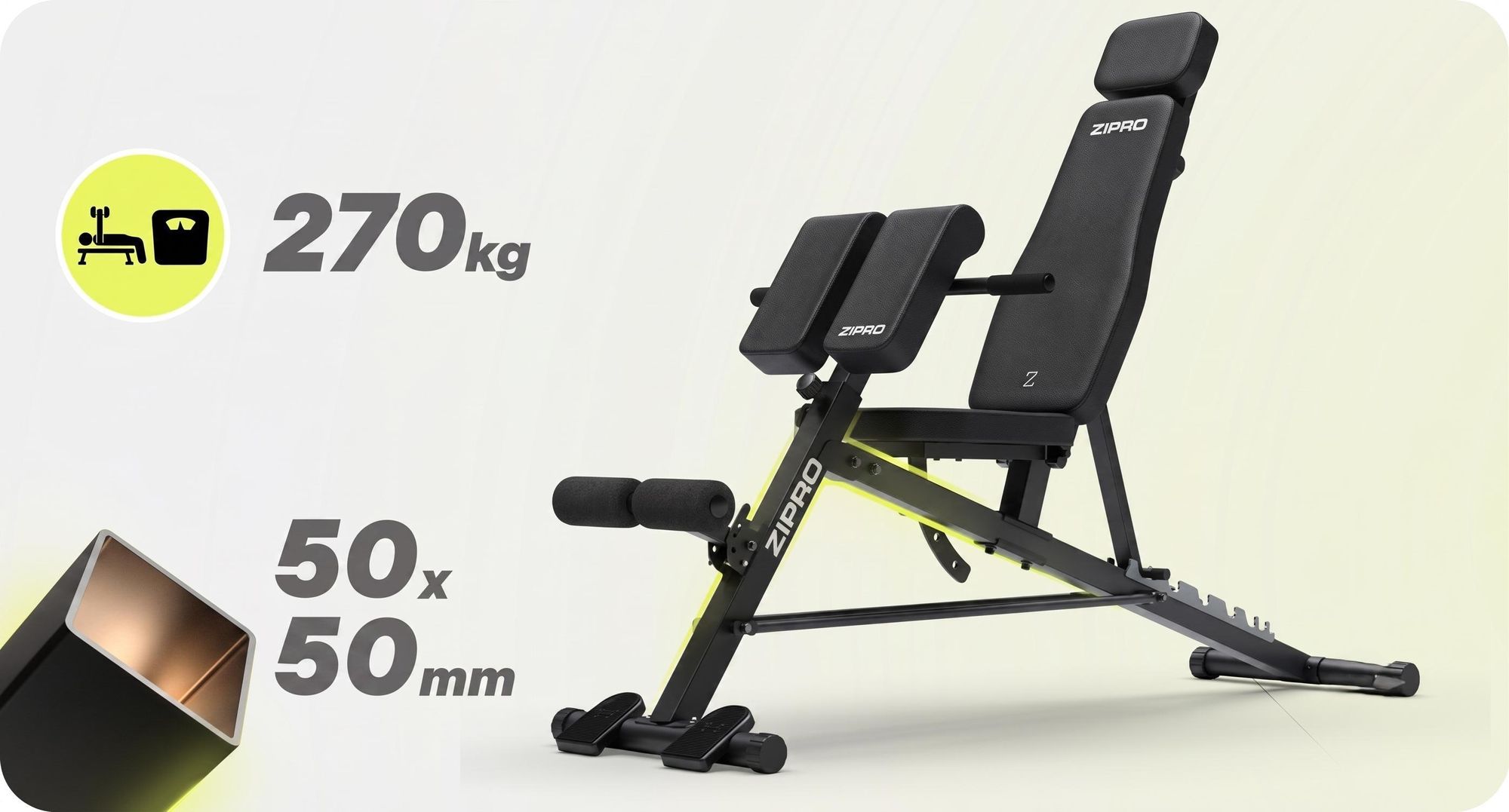 ZIPRO Core Control – nastavitelné posilovací lavice: lavice pro bicepsové zdvihy, římská lavice, lavice pro posilování zad, negativní lavice, plochá lavice, multifunkční posilovací stanice, nosnost 270 kg, robustní fitness lavice