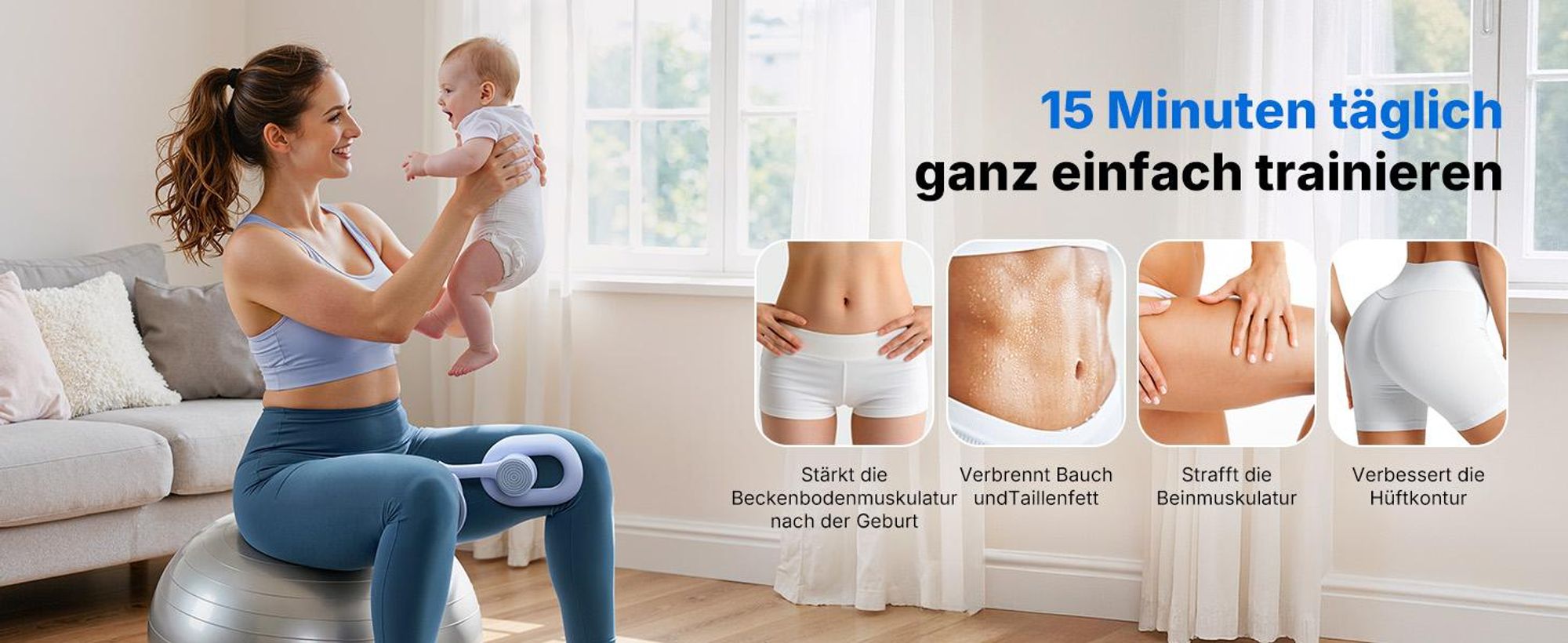 360° drehbarer Beckenboden- & Oberschenkeltrainer – LED-Display, kompakt & tragbar, für Gesäß, Rücken & Arme, Postnatale Rückbildung, Zuhause & Büro