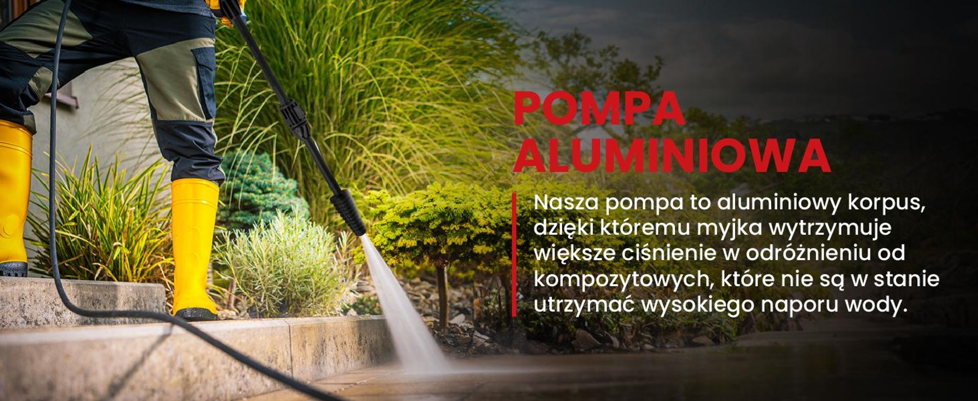 Myjka ciśnieniowa z pianownicą i turbo lancą, regulowaną lancą i aluminiową pompą