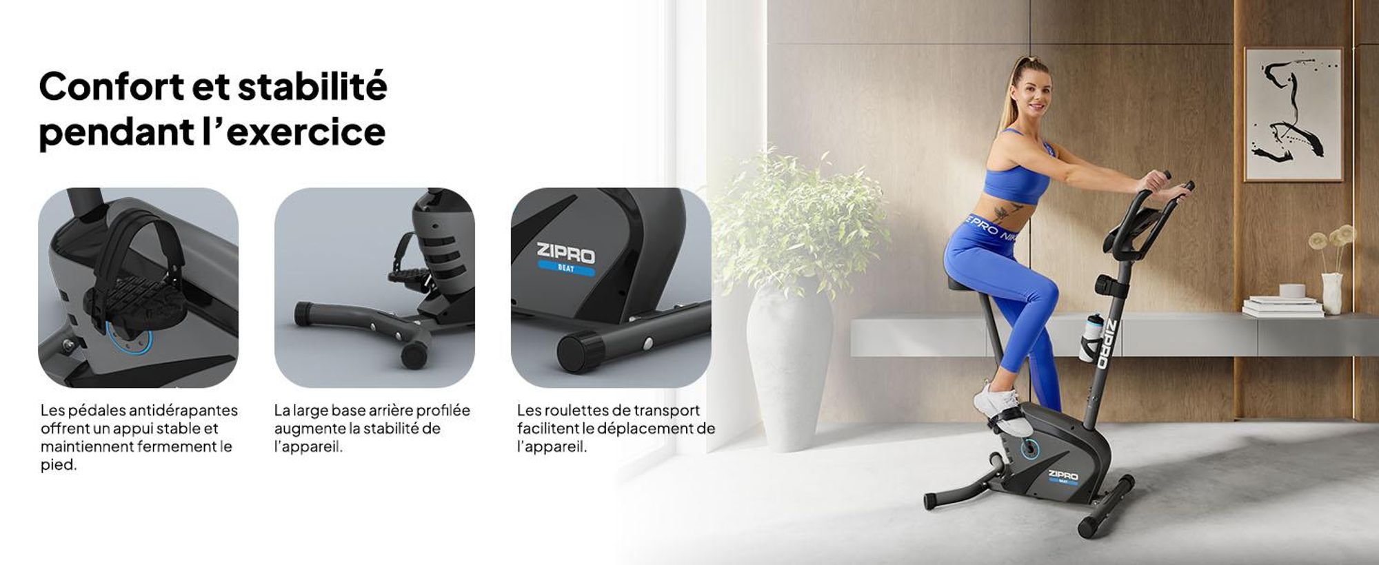 Zipro Adultes Vélo d'appartement magnétique Beat jusqu'à 120kg, noir, One Size, taille unique