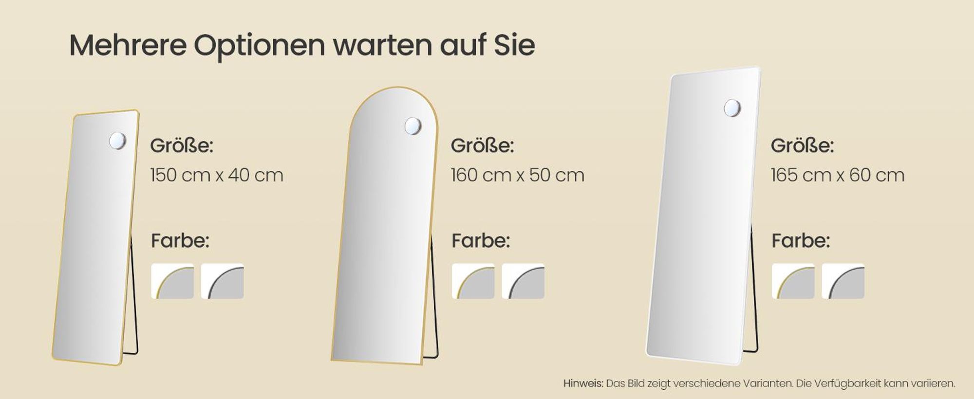 SONGMICS Ganzkörperspiegel mit Vergrößerungsspiegel, Sicherheitsglas, gewölbt, 160 x 50 cm, weiß
