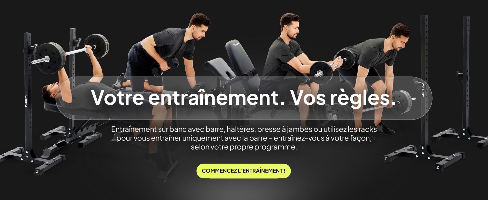 Ensemble banc de musculation Zipro Superset – Avec support pour haltères indépendant, pupitre à biceps et appareil d'entraînement pour les jambes inclus Banc inclinable et banc négatif réglables Capacité de charge jusqu'à 270 kg