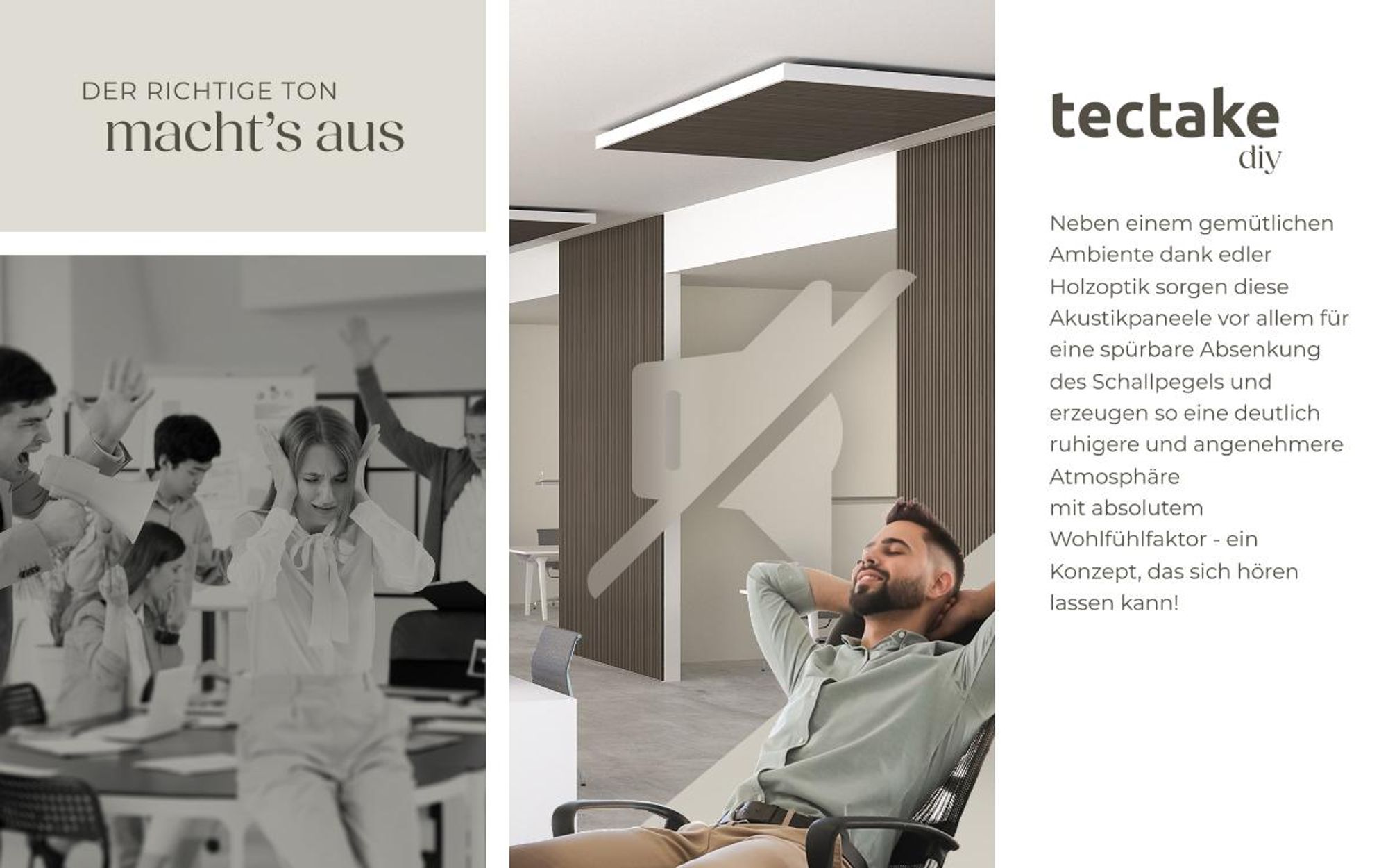 tectake® Akustikpaneele Sonic Wall Holzoptik in Eiche grau je 60 x 120 x 2,1 cm, Größe flexibel anpassbar