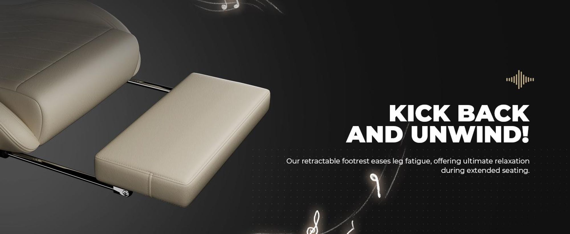 GTPLAYER Fotel gamingowy ACE PRO, ergonomiczny fotel biurowy z odchylanymi podłokietnikami i podnóżkiem, głośniki Hi-Fi, imponująca atmosfera dźwięku, kość słoniowa