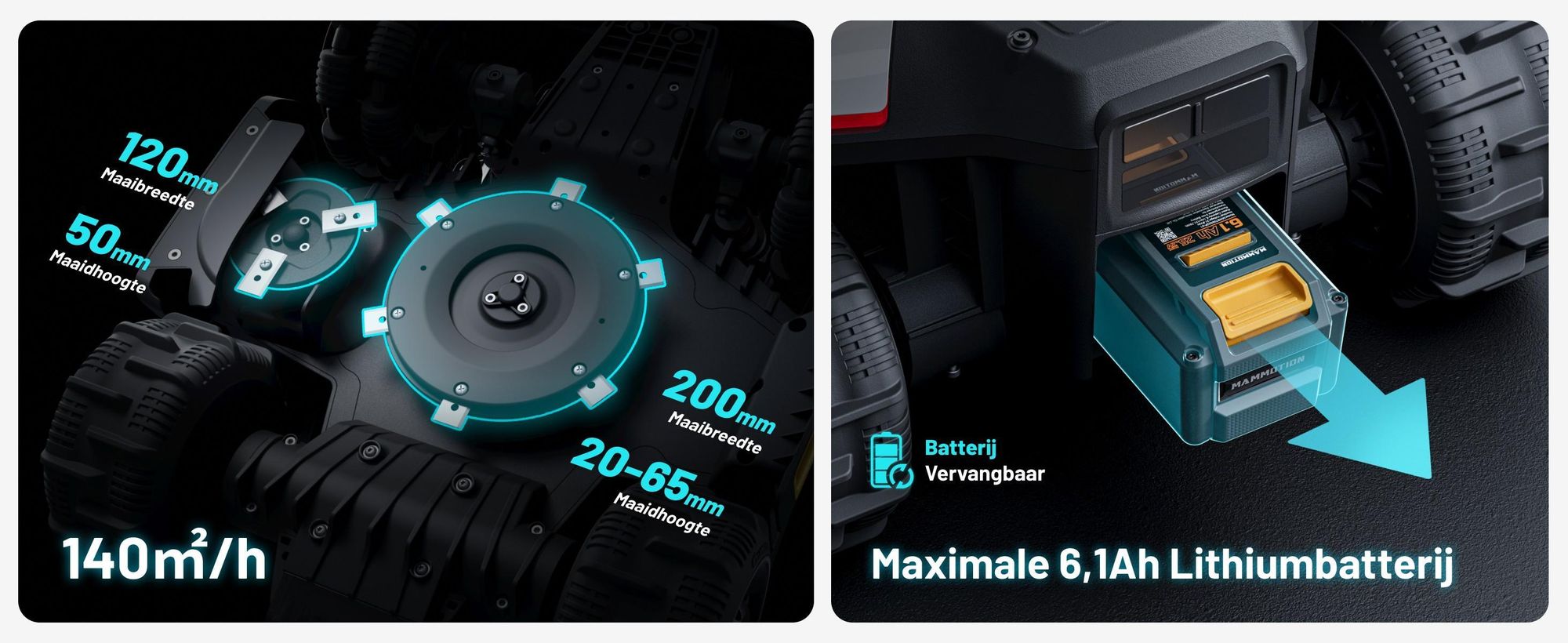 Robotmaaier Mammotion LUBA Mini 2 AWD 1000 met garage en wasstandaard, zonder kabels, 1000m², maait langs de randen, DropMow, auto-kaartgeneratie, APP