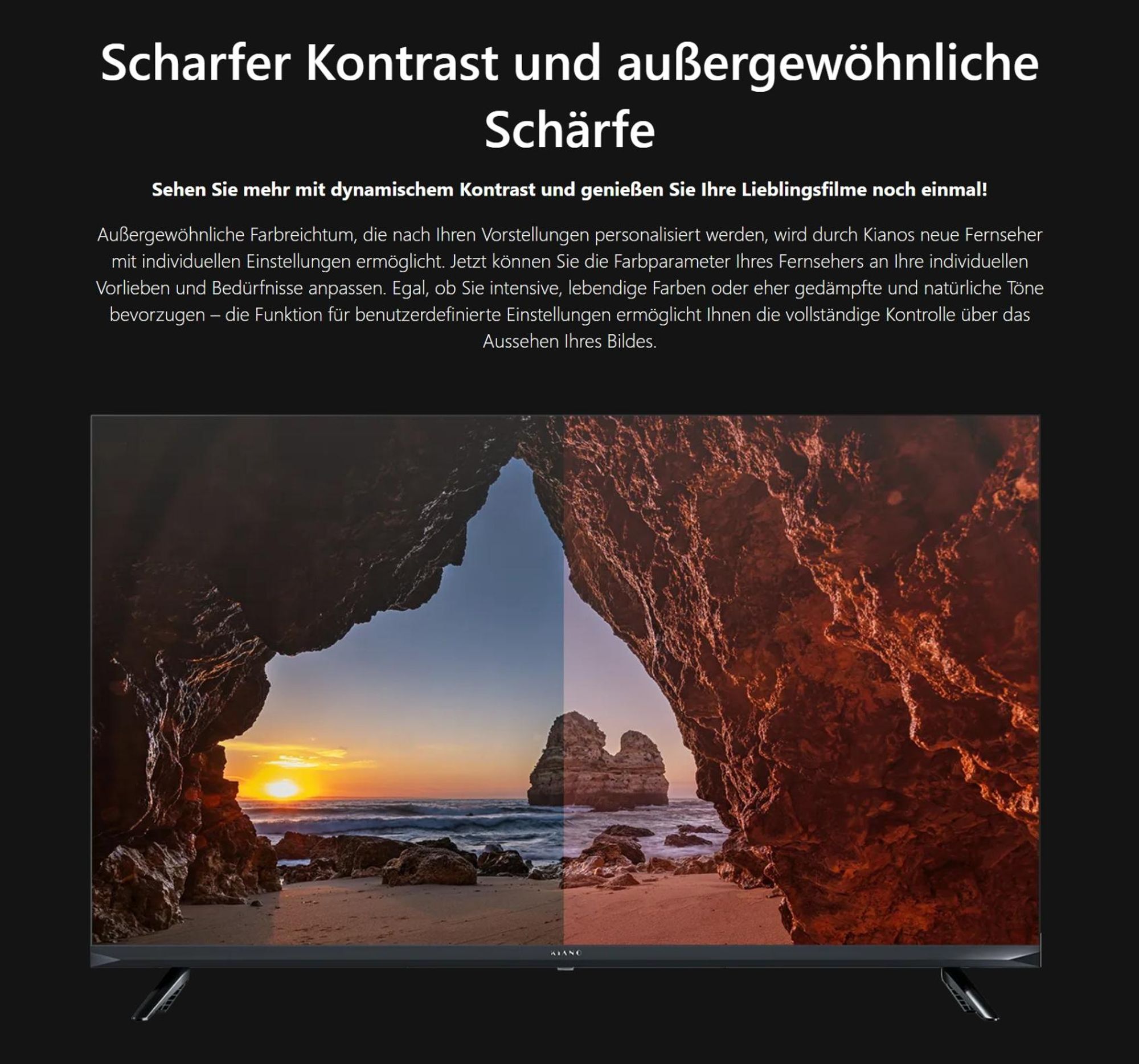 Kiano 43 Zoll 4K UHD Smart TV Android LED HDR WiFi Miracast Dolby Audio DVB-T2/S2 PVR USB Rahmenlos Metall Fernseher mit Netflix YouTube Browser