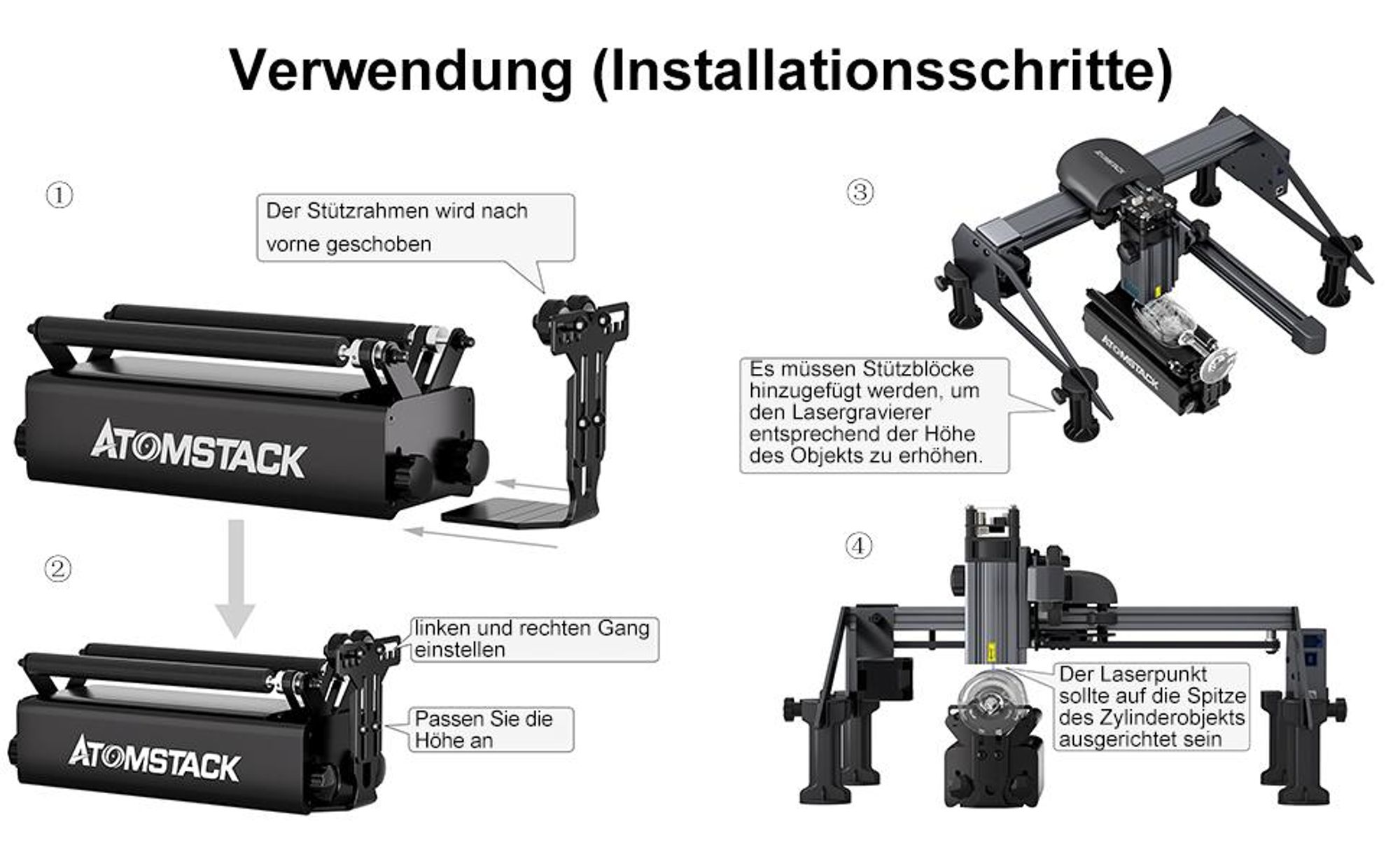 ATOMSTACK R3 PRO Rotationswalze, Rotary Roller, für A 5 PRO/A10 PRO/A20 PRO/A30 PRO/A40 PRO/A70 PRO/A70 MAX