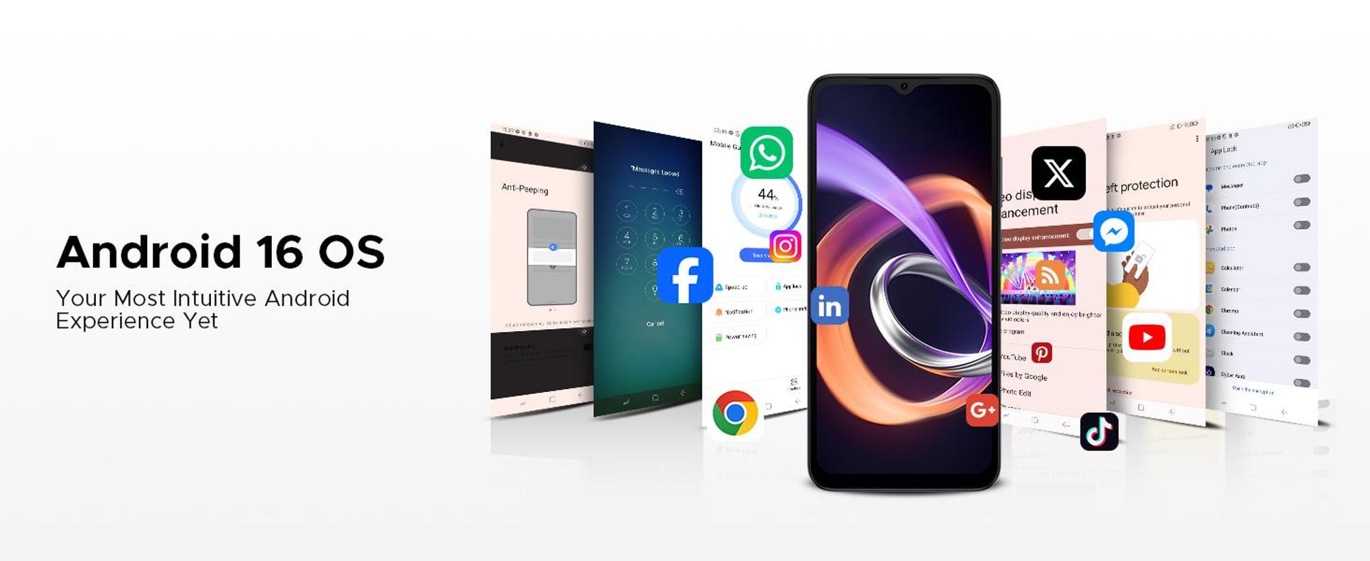 DOOGEE Note56 Plus, smartphone, Android 16, 6,56" displej s obnovovací frekvencí 90 Hz, baterie 6150 mAh, 48 GB RAM + 256 GB úložiště, 4G, 50 MP fotoaparát, NFC, čtečka otisků prstů, rozpoznávání obličeje, bez smlouvy