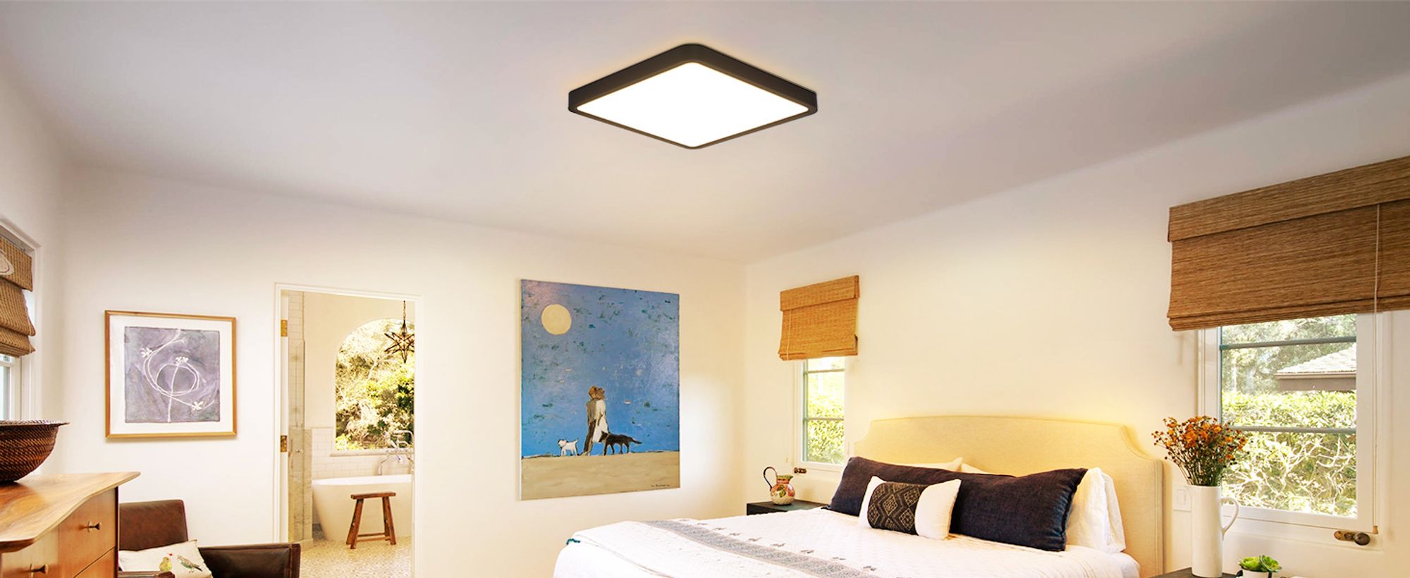 ZMH Deckenlampe LED Deckenleuchte Flach Schlafzimmerlampe 23CM Badezimmerlampe 18W Küchenlampe Eckig Schlafzimmer  Deckenbeleuchtung Flurlampe Decke