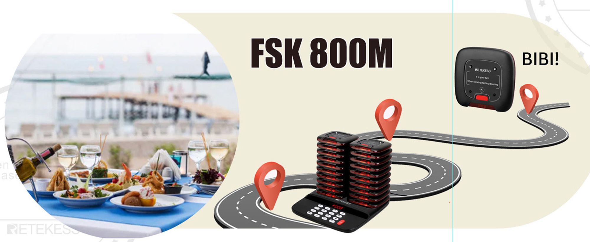 Retekess TD183 Pager Rufsystem, 20 Pagers mit Stummschalttaste, FSK 800M, 300 mAh Akku, 28h, Anrufverlaufsanfrage, für Restaurant Bar Logistik