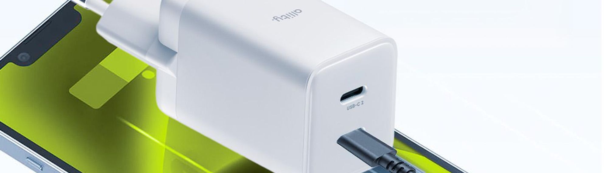 Allity ładowarka dwa USB-C 45W sieciowa GaN mocna szybka do laptopa telefon