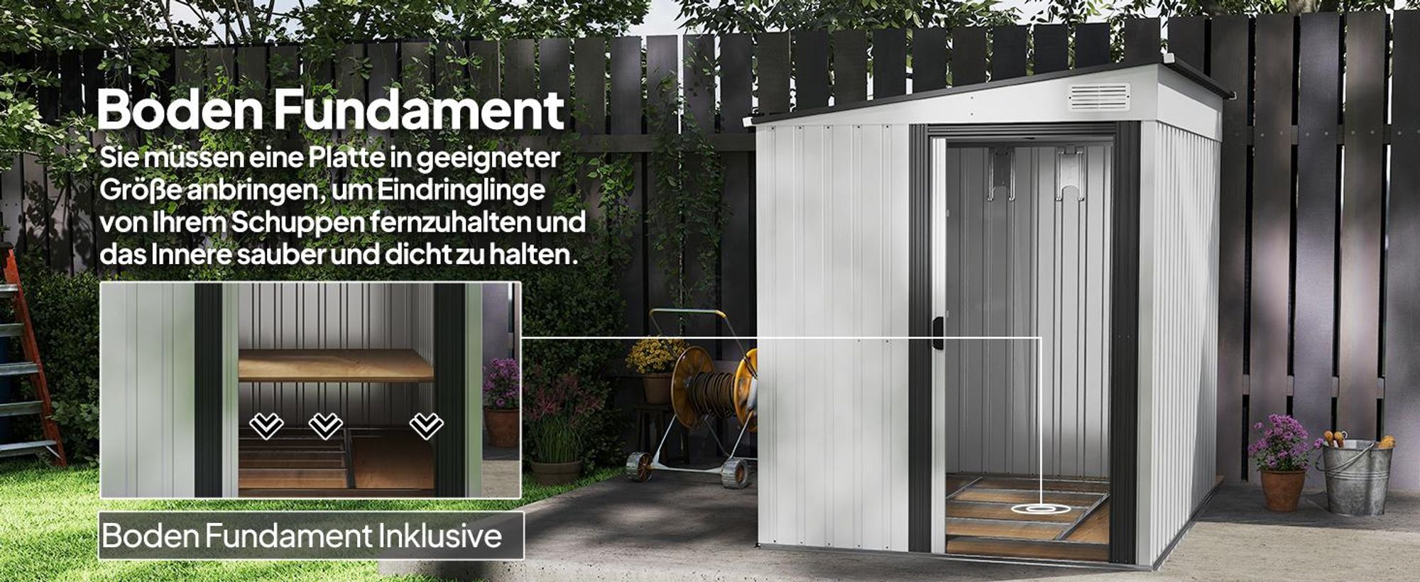 Outsunny Metall Gerätehaus 2,81m² 154x206,5x181 cm Geräteschuppen mit Pultdach