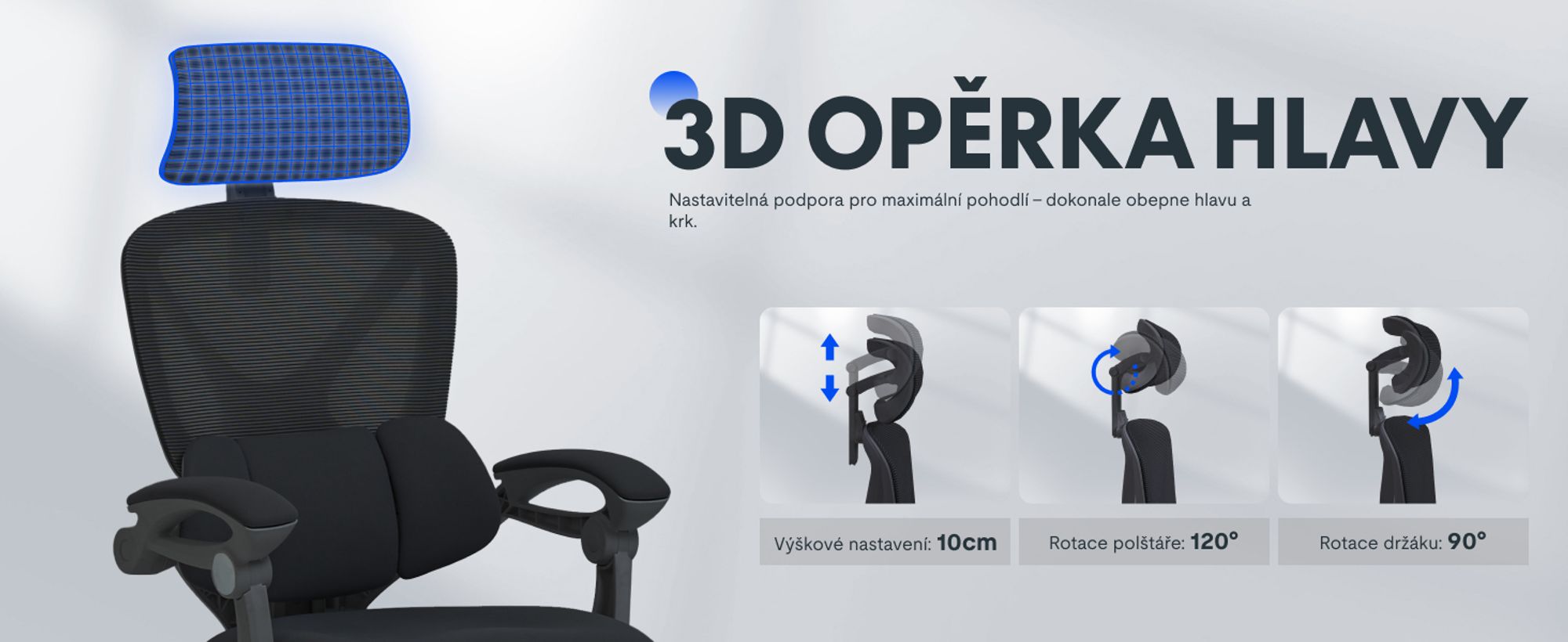 Ergonomická kancelářská židle FLEXISPOT s 3D opěrkou hlavy, nastavitelnou bederní opěrkou, funkcí houpání 90-135°, spojovacími područkami, podnožkou, 136 kg černá