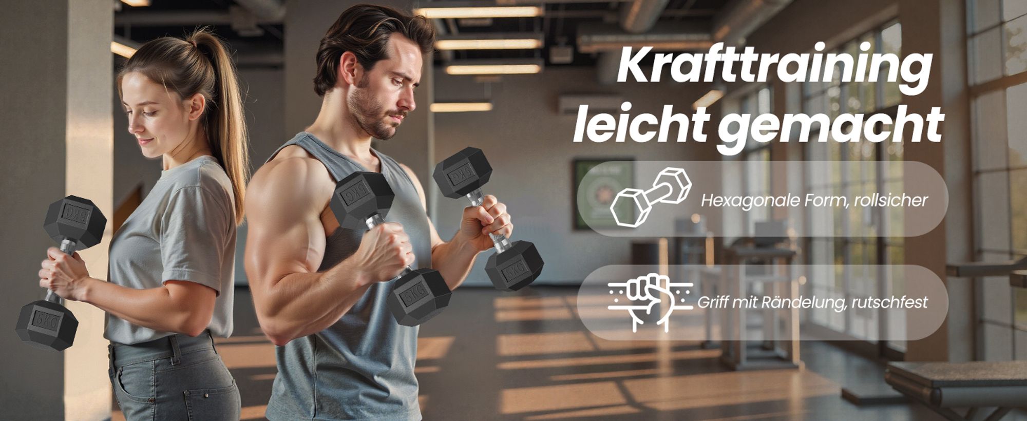 SONGMICS Hantelset, Hanteln 2er Set, Hexagon, Kurzhantel-Set, insgesamt 10/20 kg, für Workout, Fitnesstraining, Gewichtheben für Zuhause