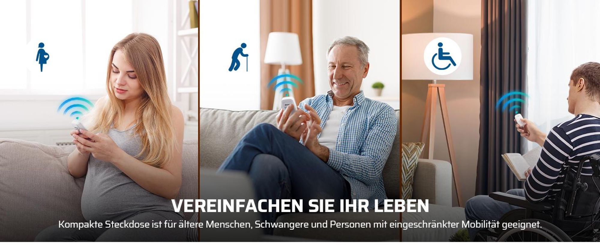 DEWENWILS Funksteckdosen mit Fernbedienung, Innen, Weiß, 16A 3680W