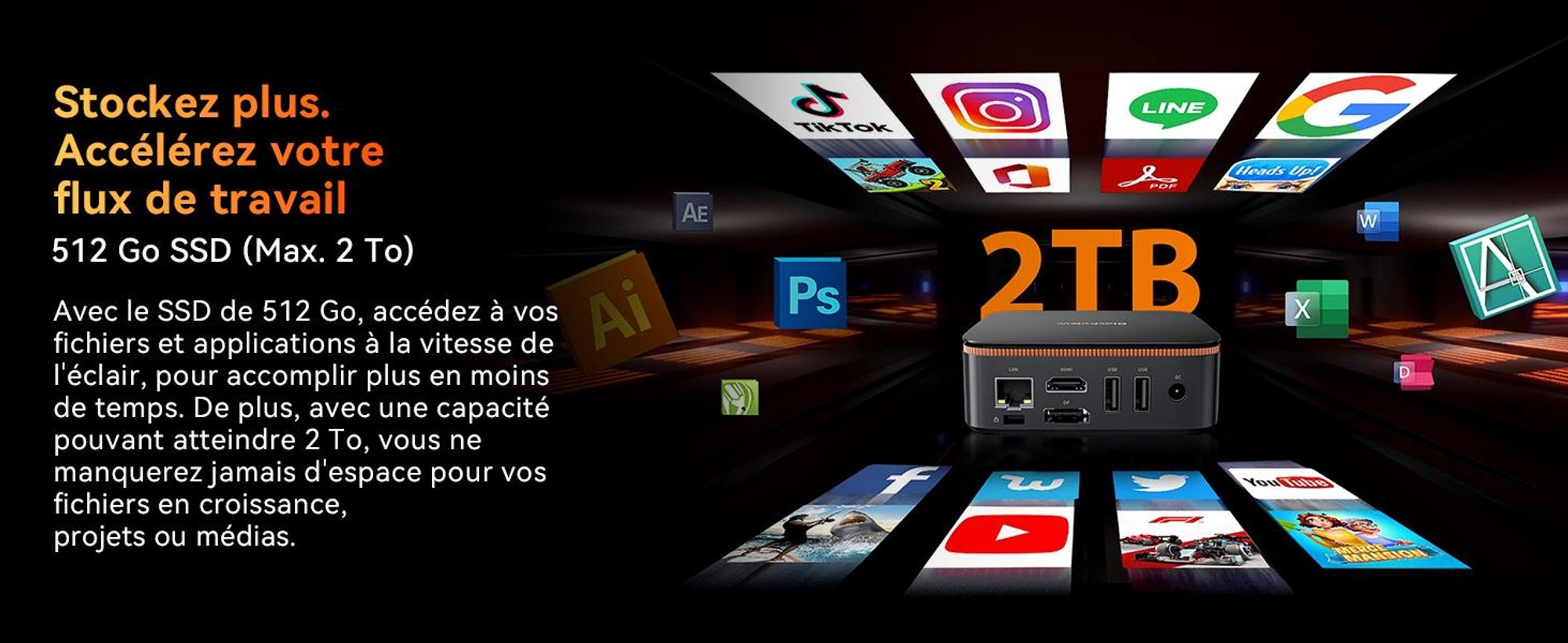 Blackview MP20 Intel Twin Lake N150 DesktopPC, Win11Pro 3,6 GHz, 16GB RAM 512GB SSD M.2 Mini ordinateur, 4K Dual Display,WiFi 6, pour la maison Bureau