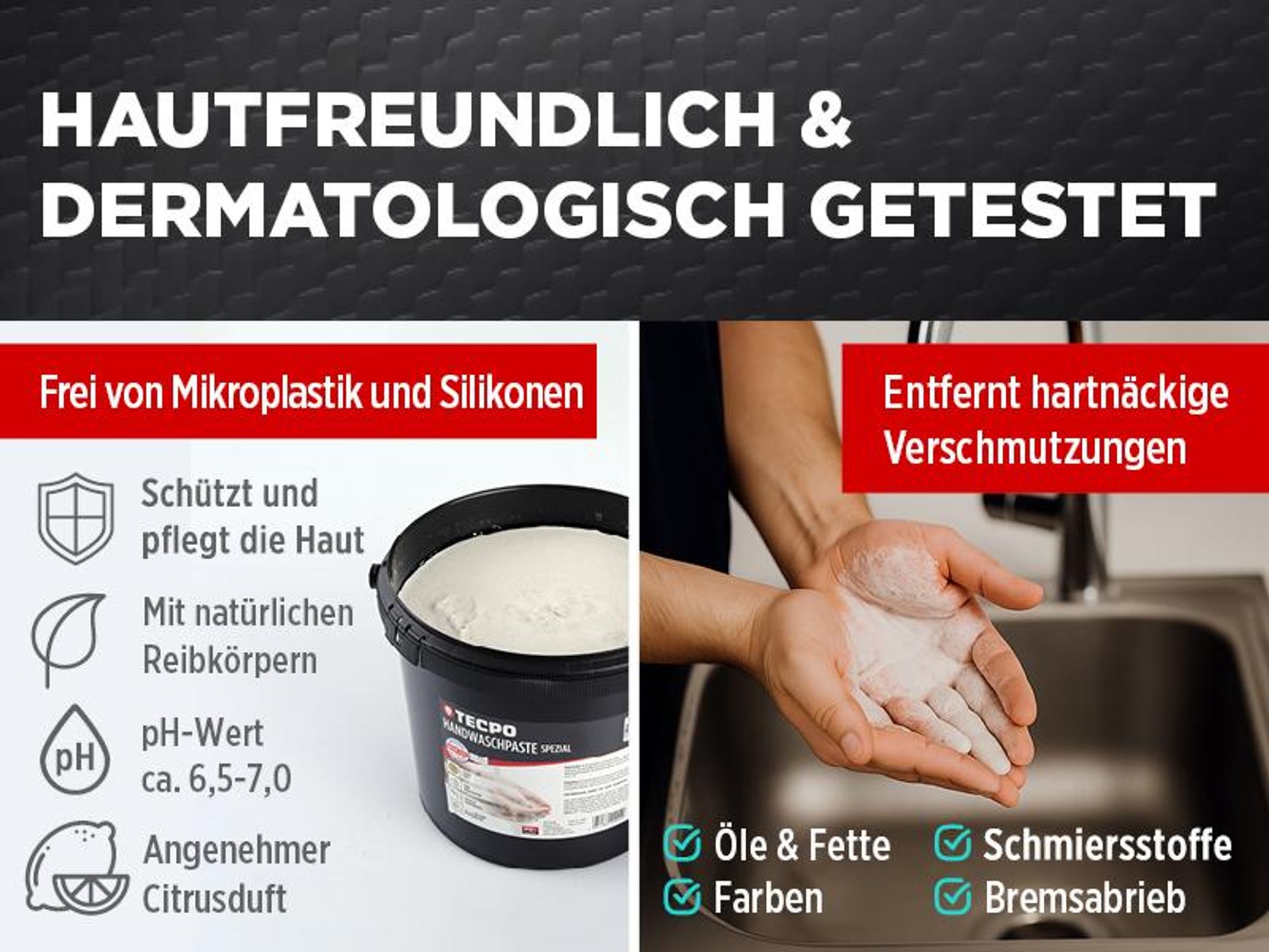 TECPO Handwaschpaste HQ+ 5 Liter Handreiniger Hautpflege Reinigungspaste Seife gegen starke hartnäckige Verschmutzungen