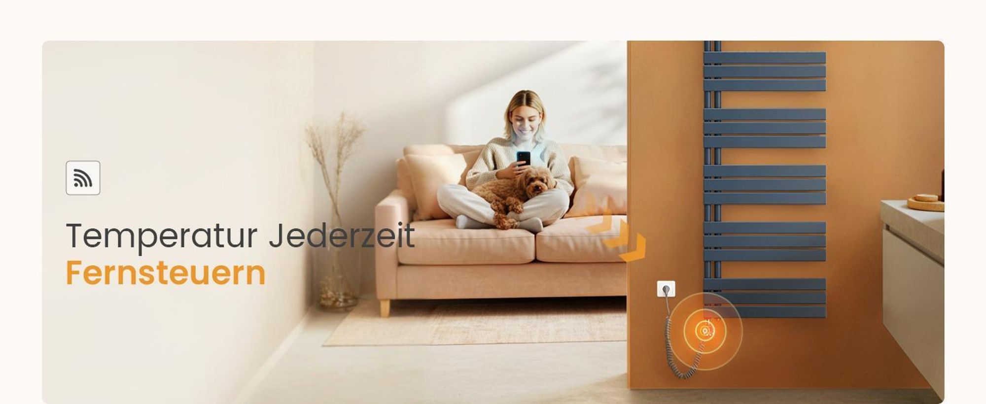 EMKE Badheizkörper Elektrisch mit Wifi App Steurung Thermostat Handtuchwärmer 1041 x 400mm Anthrazit Handtuchhalter 400W Handtuchtrockner