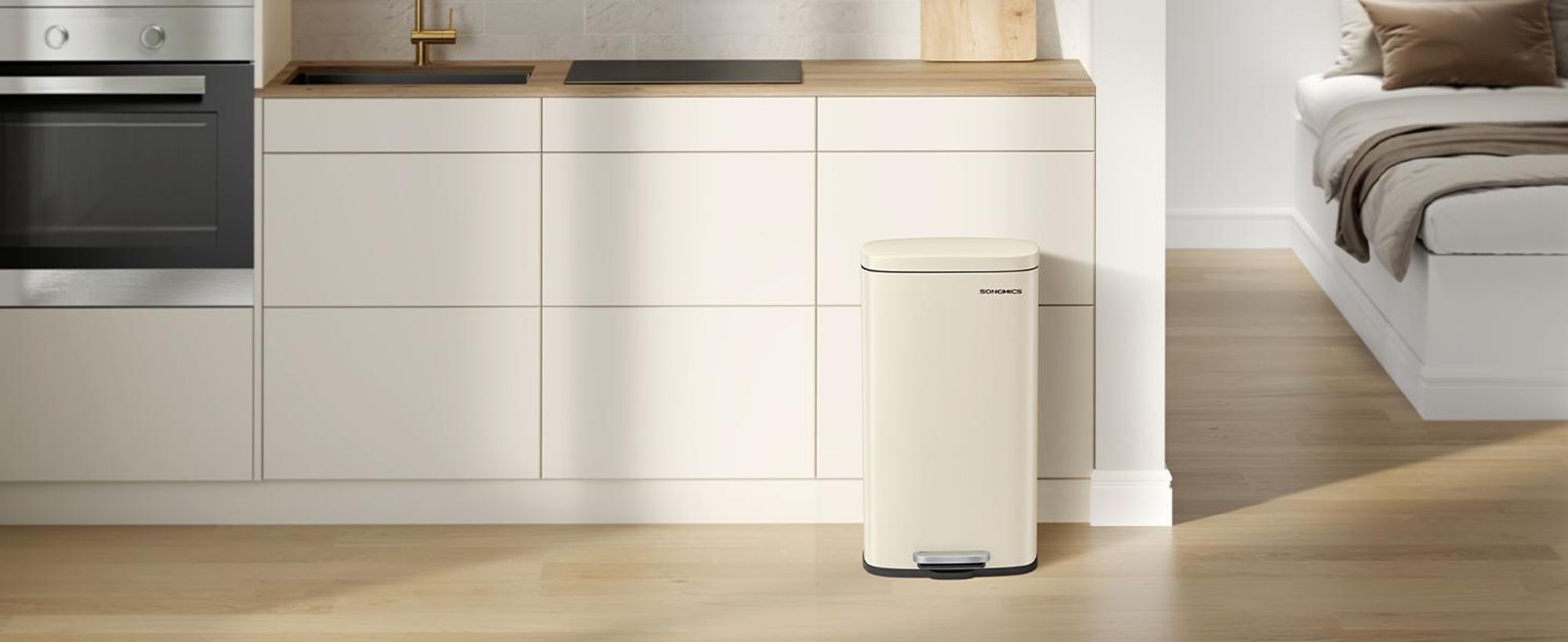 SONGMICS Mülleimer Küche, 30 Liter, Abfalleimer, Tretmülleimer, Küchenmülleimer mit Softclose-Deckel und Inneneimer