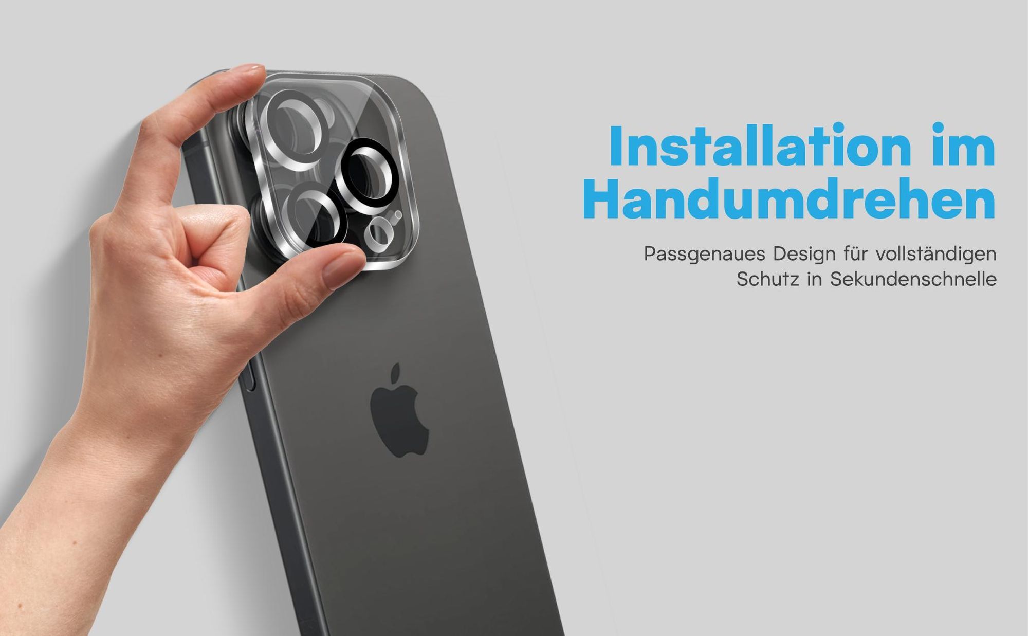 2x Kameraschutz aus 9H Glas für Apple iPhone 15 Pro in passgenauem Design