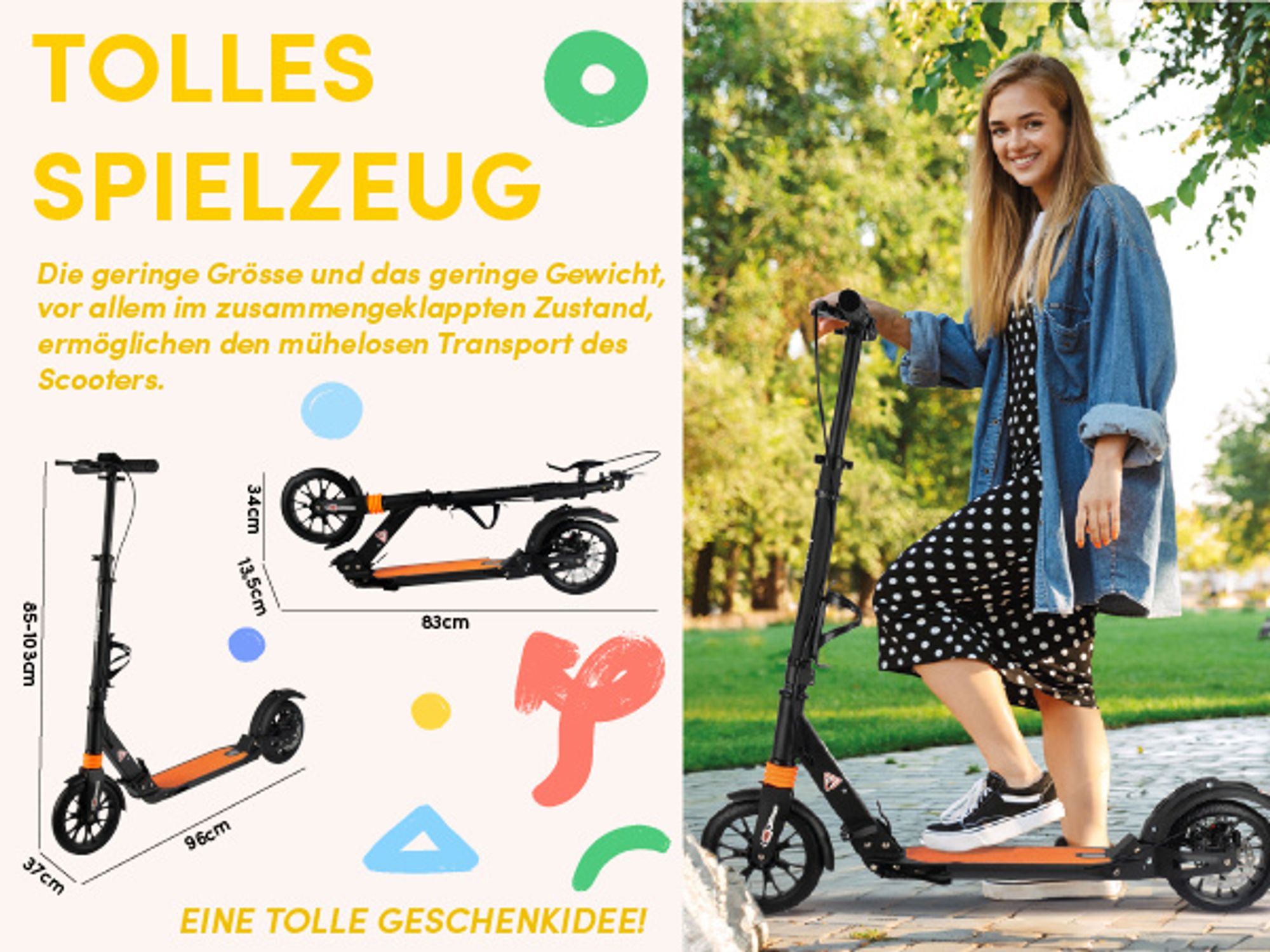 Kinderroller Scooter mit Abschreibung und Flaschenhalter